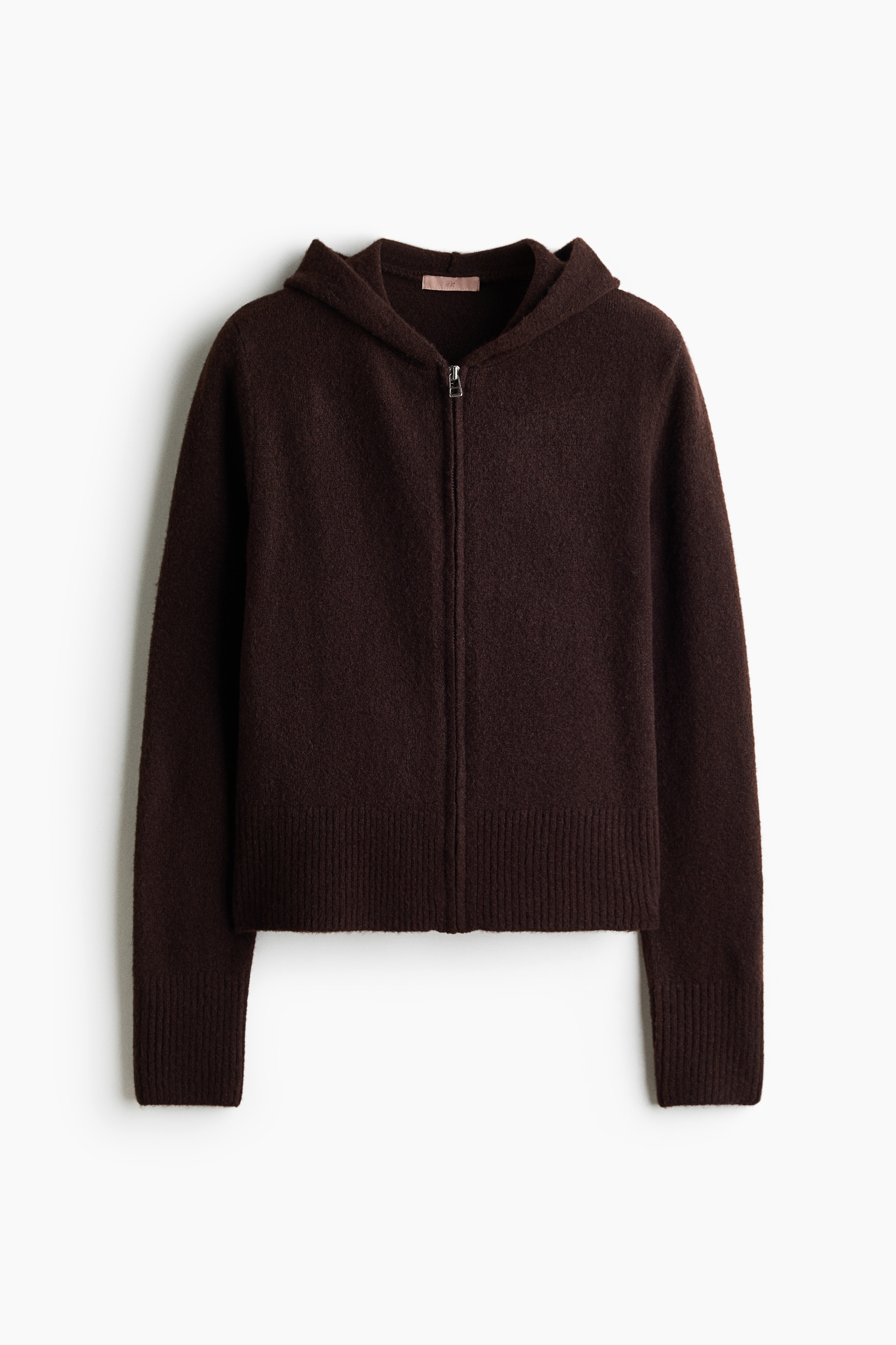 Knitted zip-through hoodie