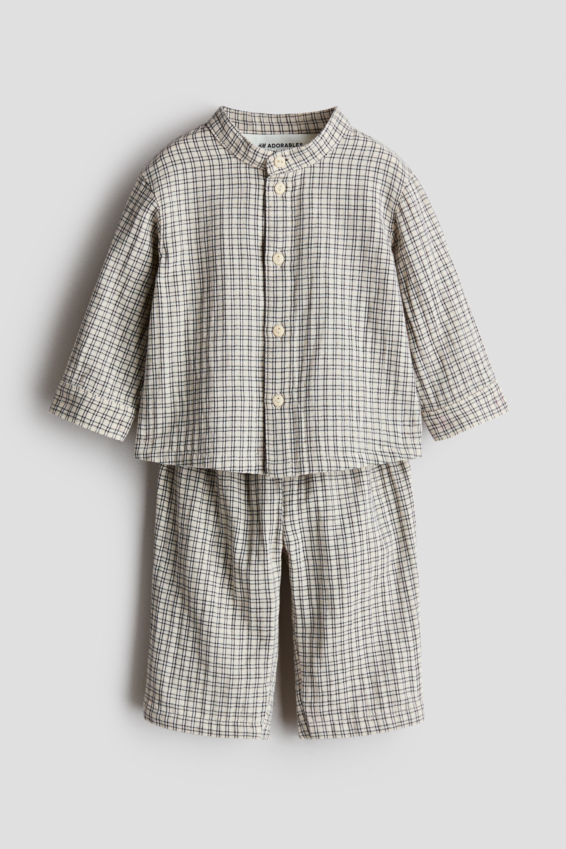 Conjunto de 2 piezas en algodón - Beige claro/Cuadros