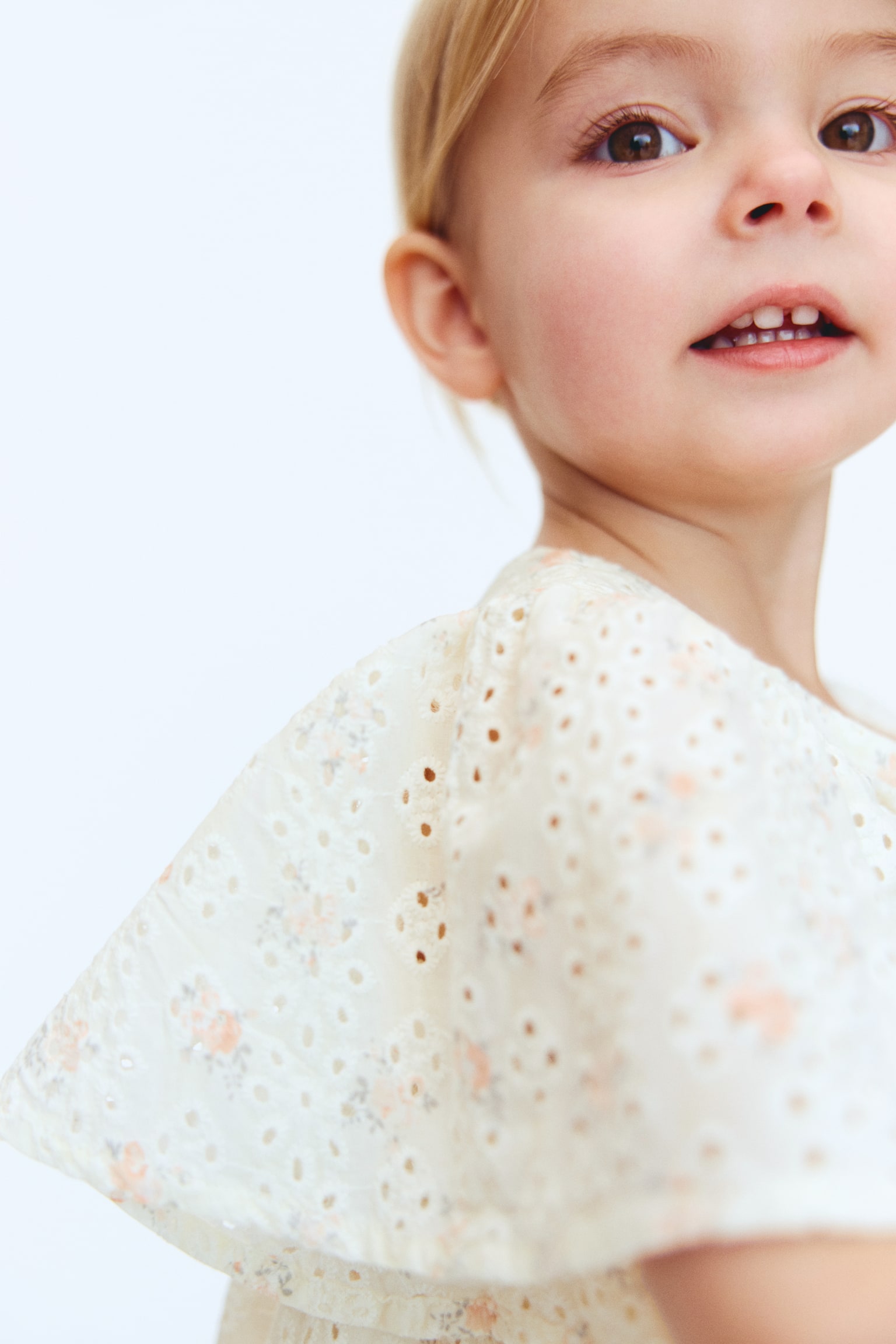 Vestido de algodón en bordado inglés - Crema/Floreado - 6