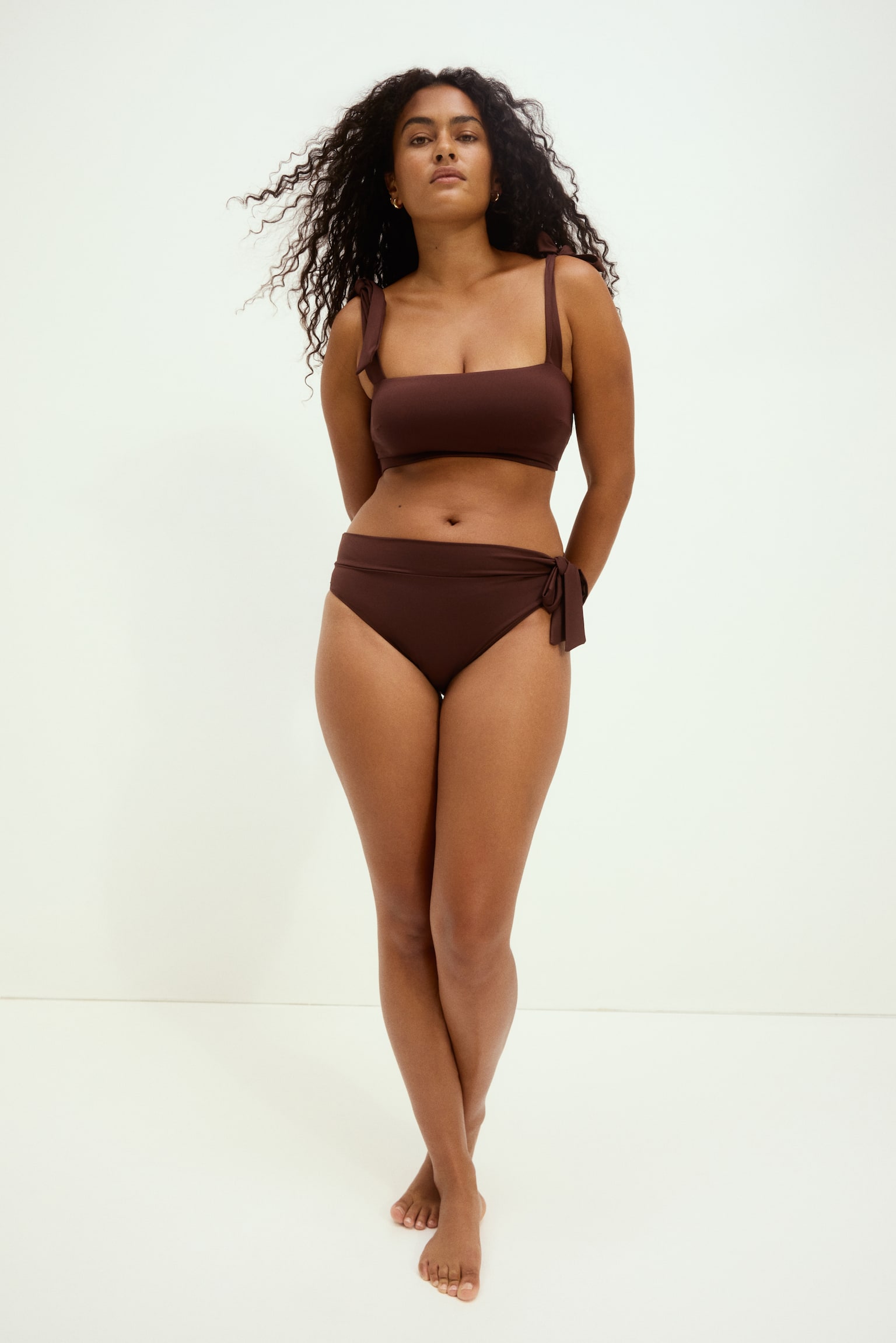 Áo bikini có đệm buộc dây trên đầu - Màu nâu đậm - 5