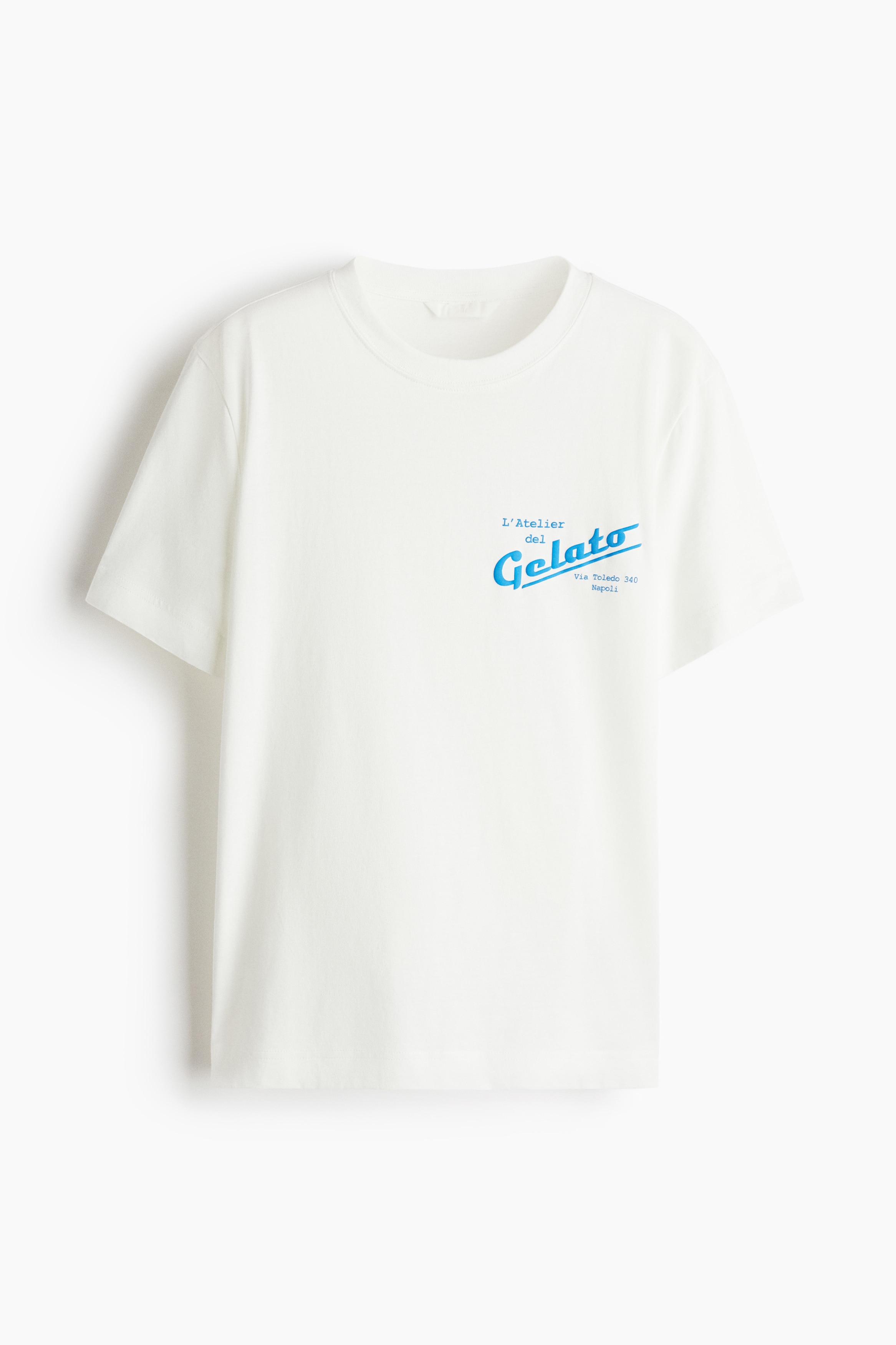 T-Shirt with Motif - White/Gelato