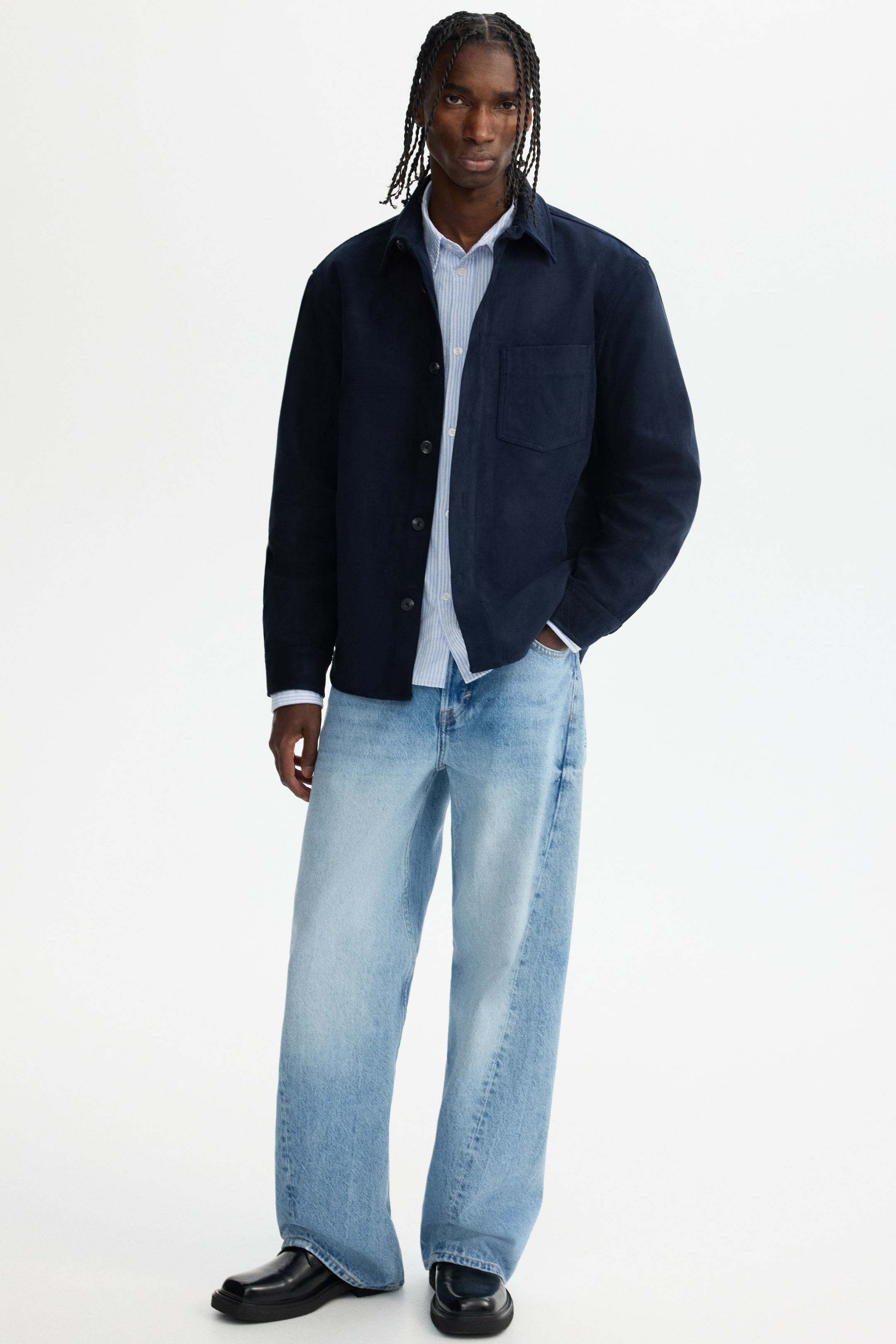 拡大画像を表示: オーバーシャツ - ダークブルー - Men | H&M JP 1