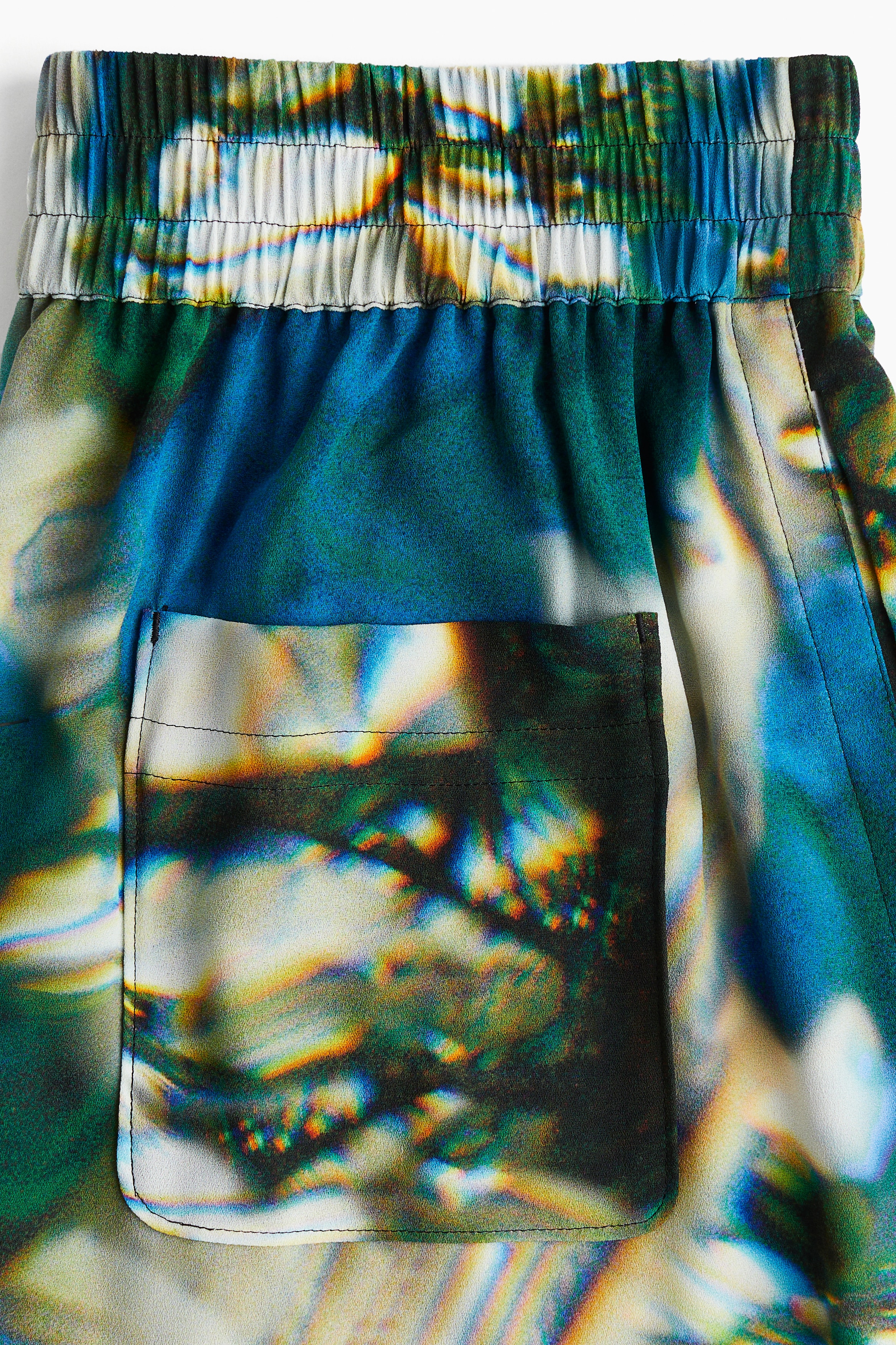 Abstract-patterned chiffon shorts