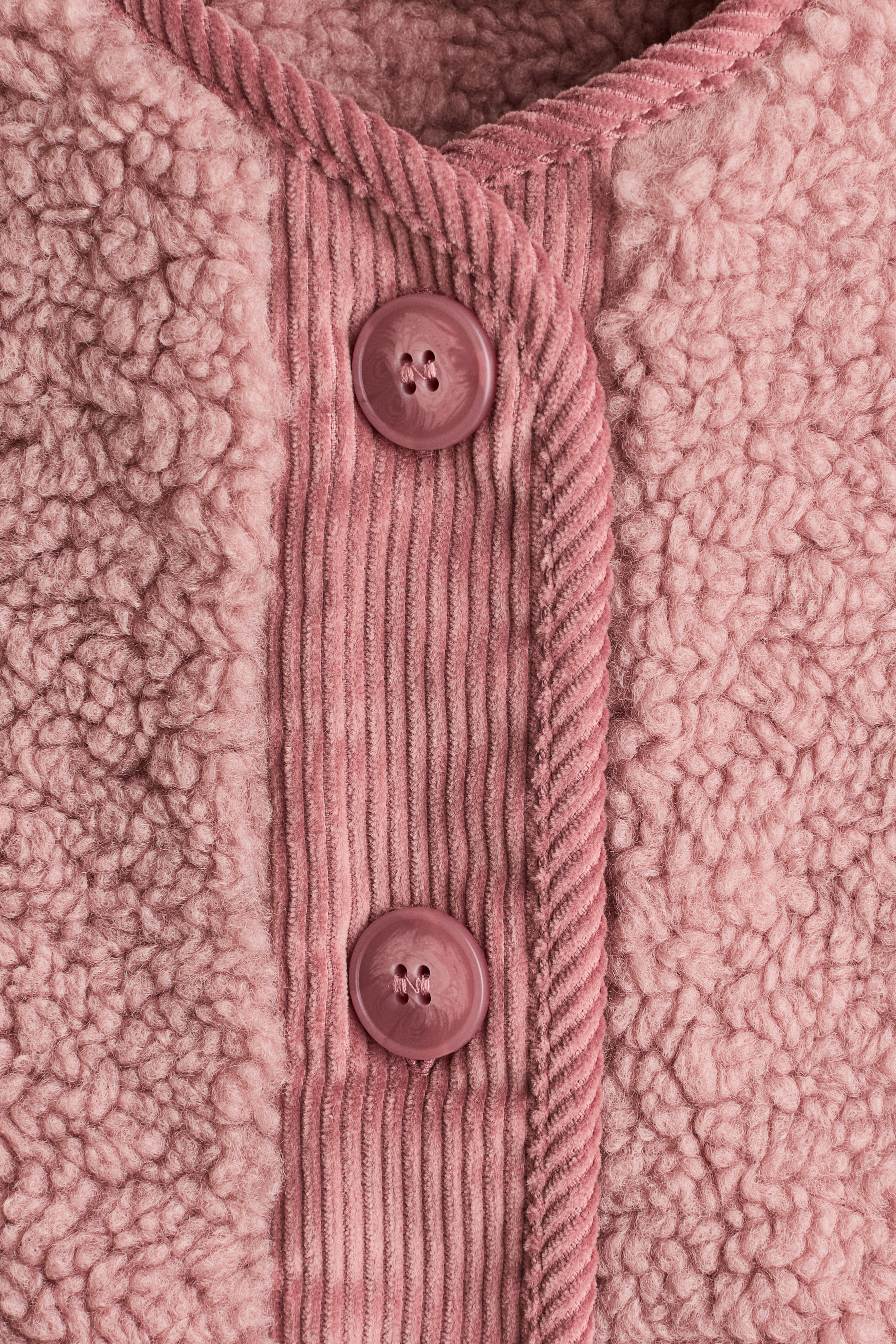 Corduroy-Detail Teddy Fleece Jacket