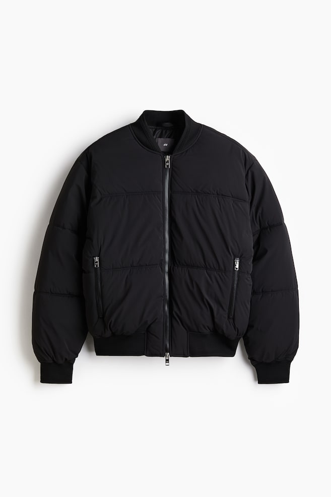Wattierte Pilotenjacke in Loose Fit - Schwarz/Hellbeige - 1