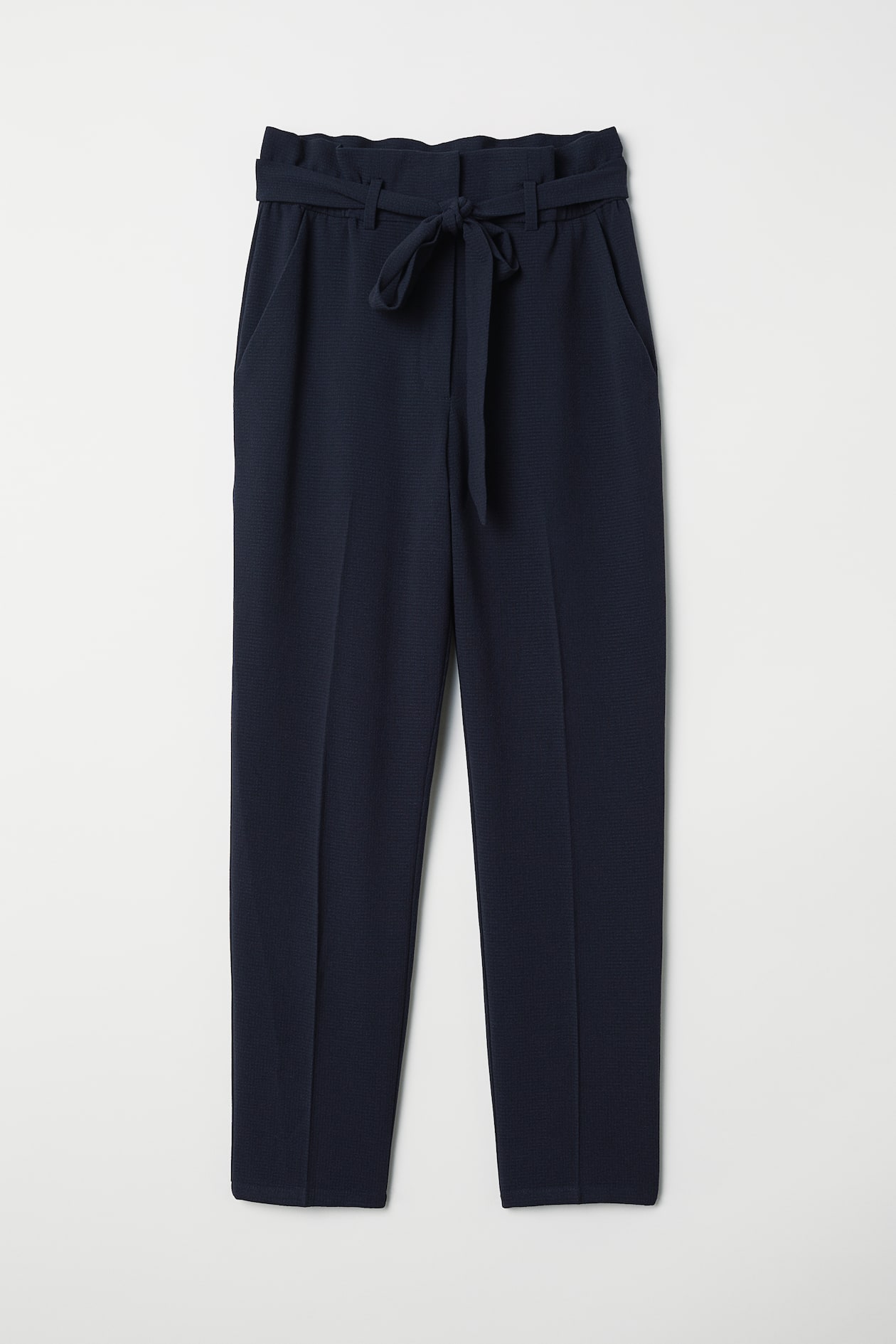 Paper-bag Pants - High waist - Ankle-length - Dark blue - Ladies | H&M US