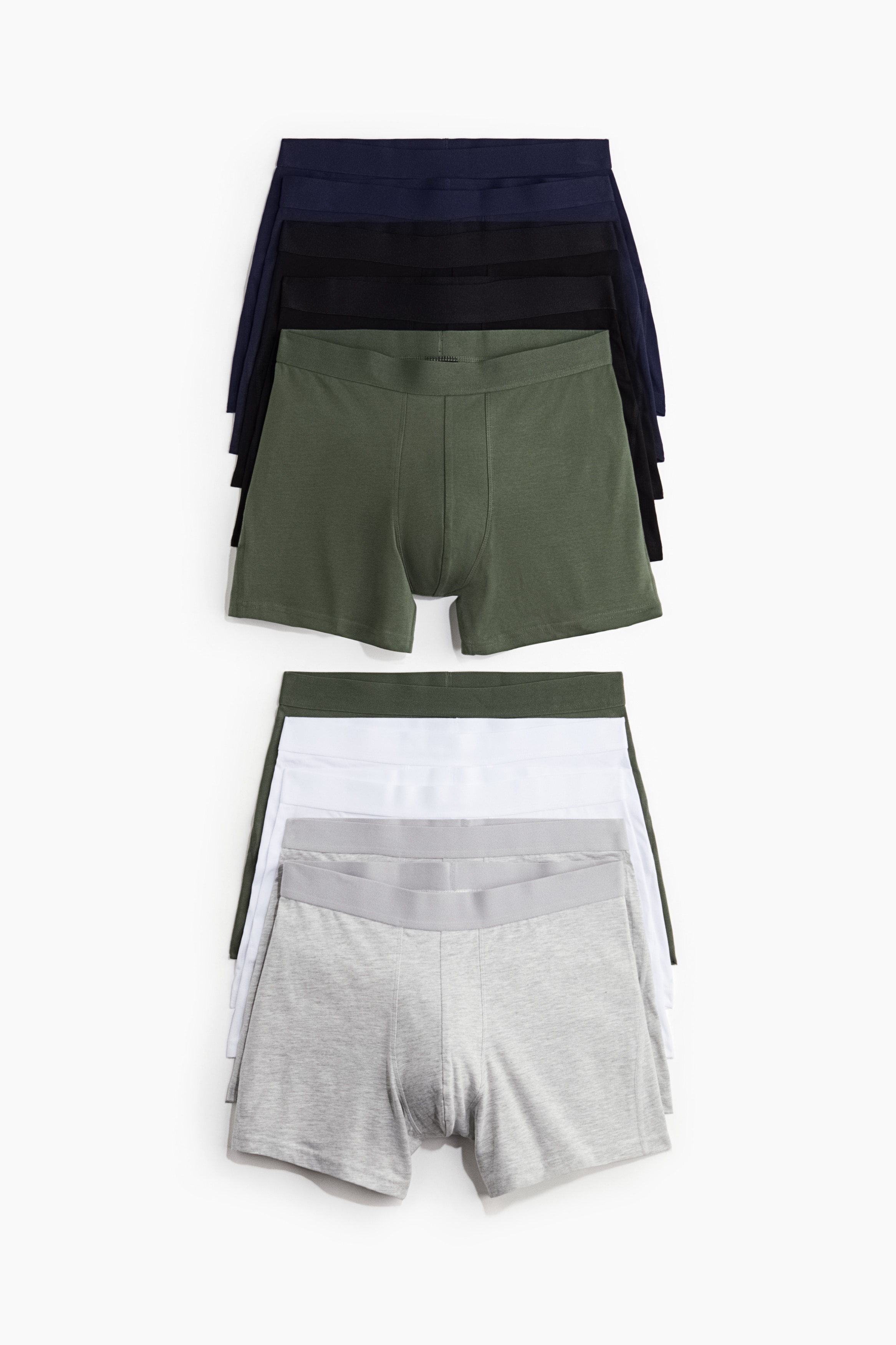 10-pak mid trunks med Lycra® - Kakigrøn/Gråmeleret/Sort/Mørkebrun/Blågrøn/Blå/Vinrød/Grå/Sort/Grøn/Beige/Brun