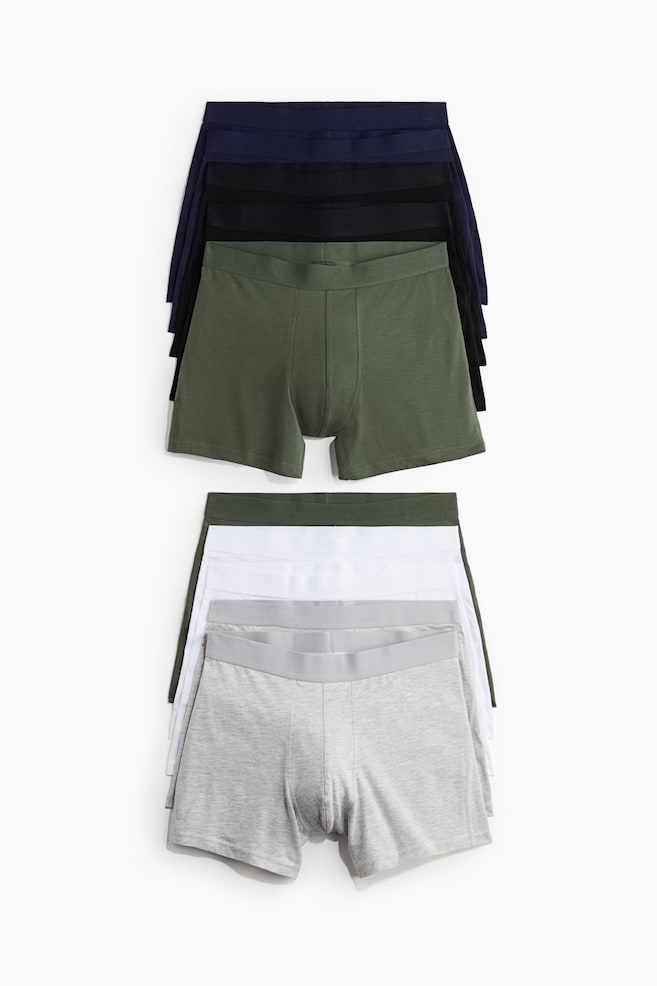 10-pack mid trunks with Lycra® - Khaki green/Grey marl/Dark brown/Teal/Dusty blue/Grey marl/Black/Black/Blue/Burgundy/Grey/Black - 1