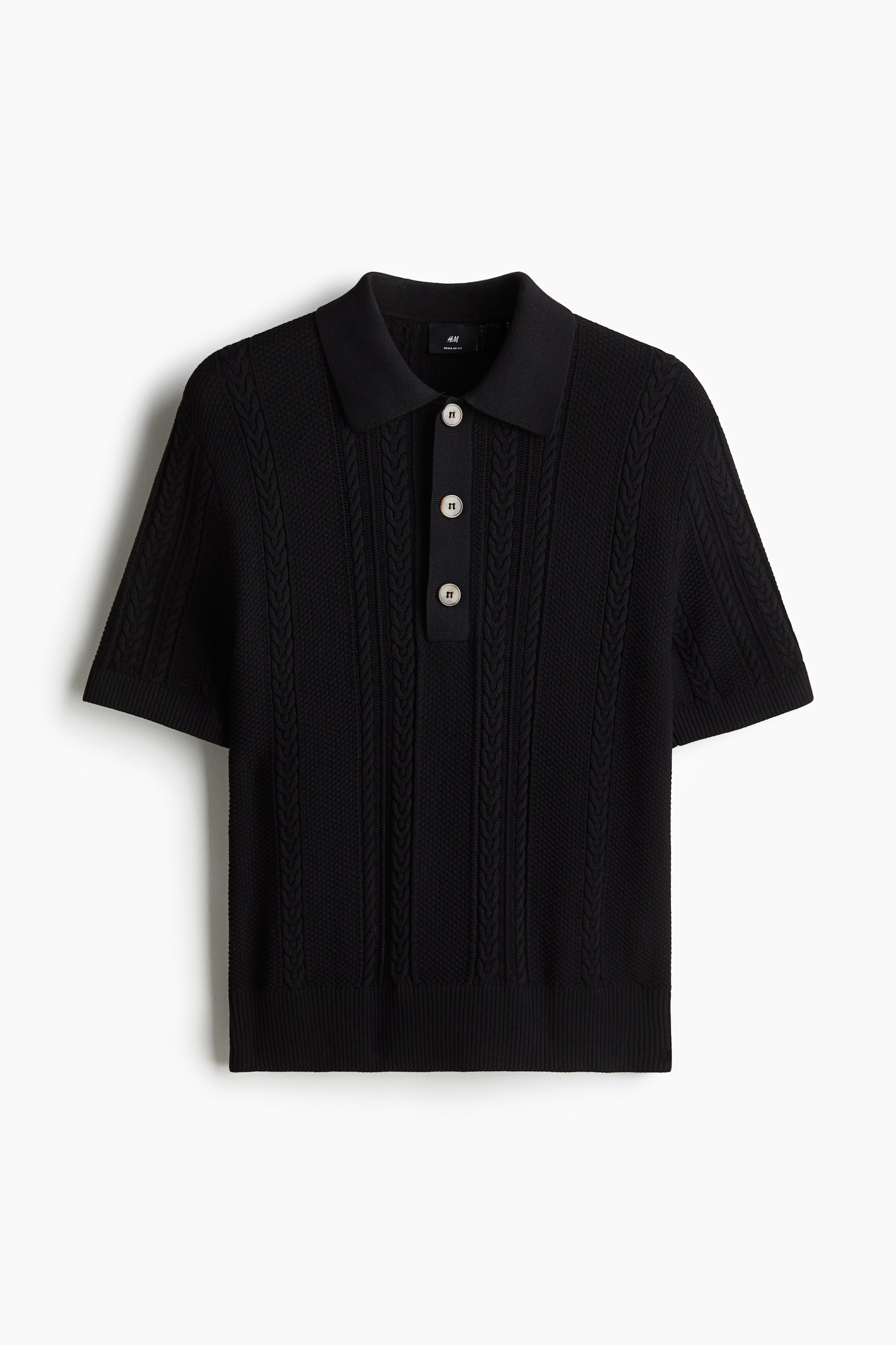 Regular-Fit Cable-Knit Polo Shirt