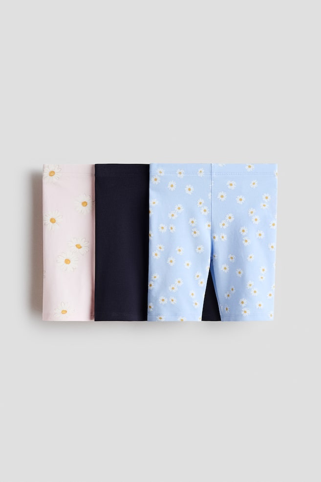 3-Pack Cotton Bike Shorts - Light blue/floral/Beige/leopard print/Light pink/watermelon - 1