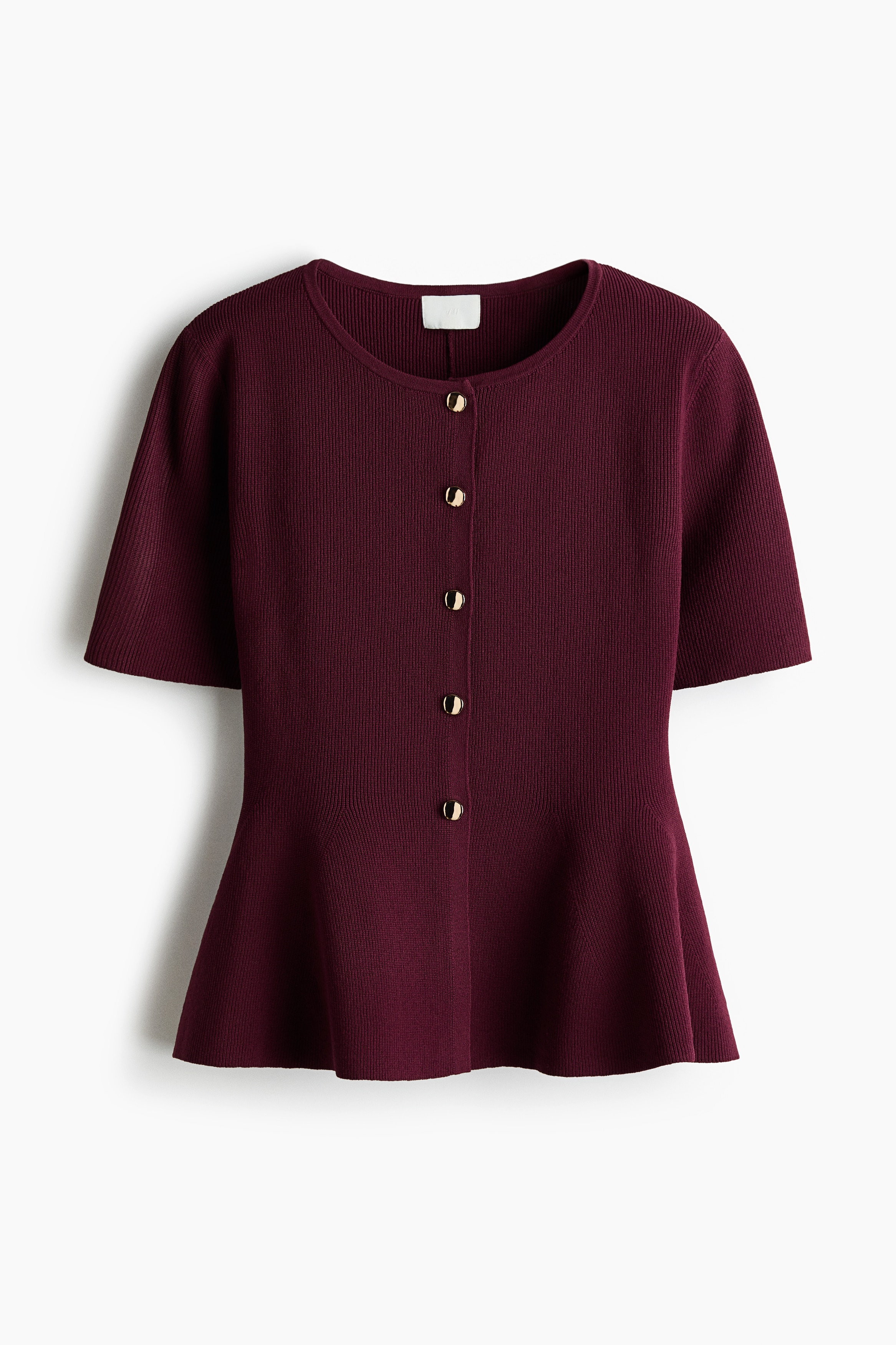 Peplum cardigan - Burgundy/Black/Cream