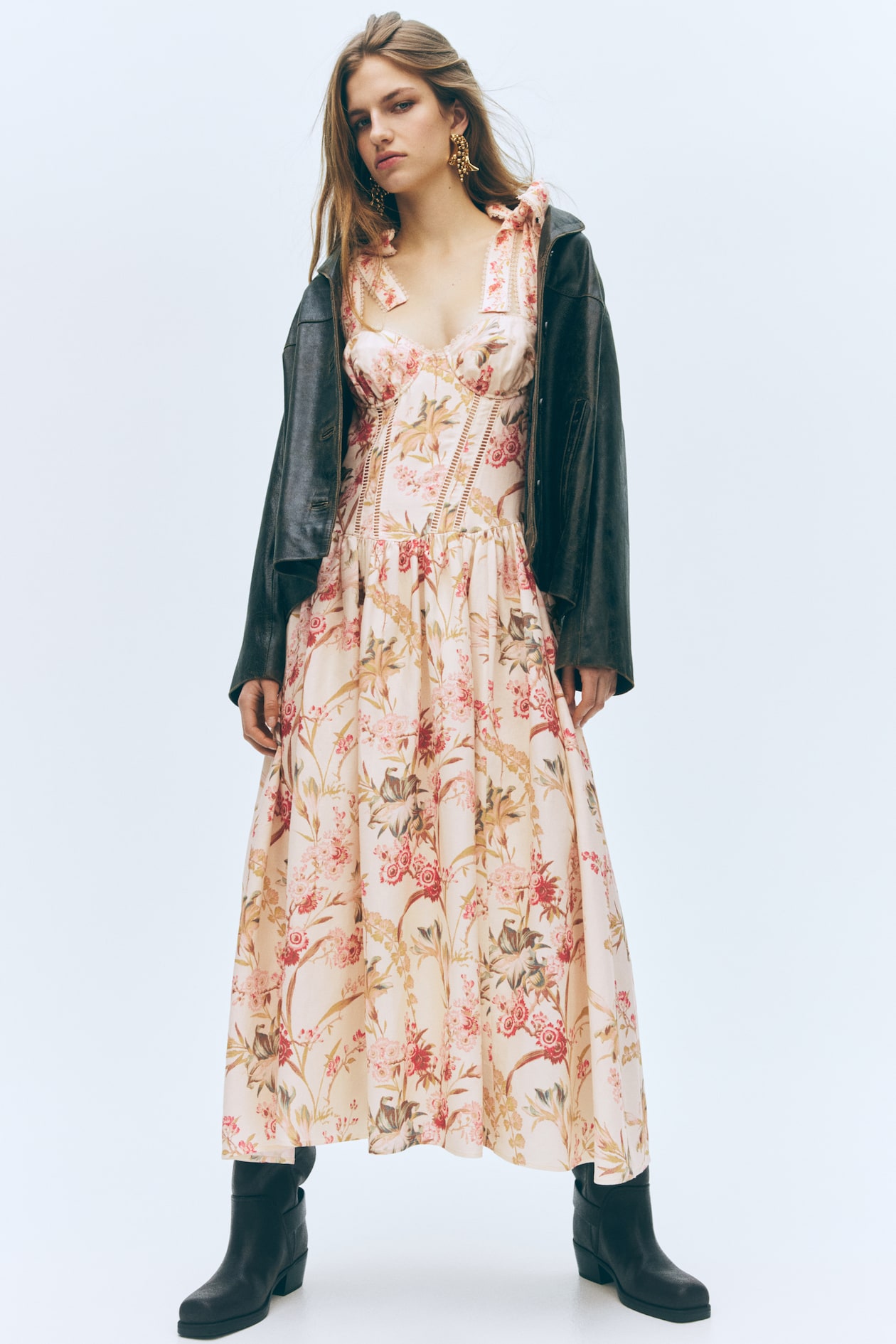 Linen-Blend Dress with Tie Shoulder Straps - image 2