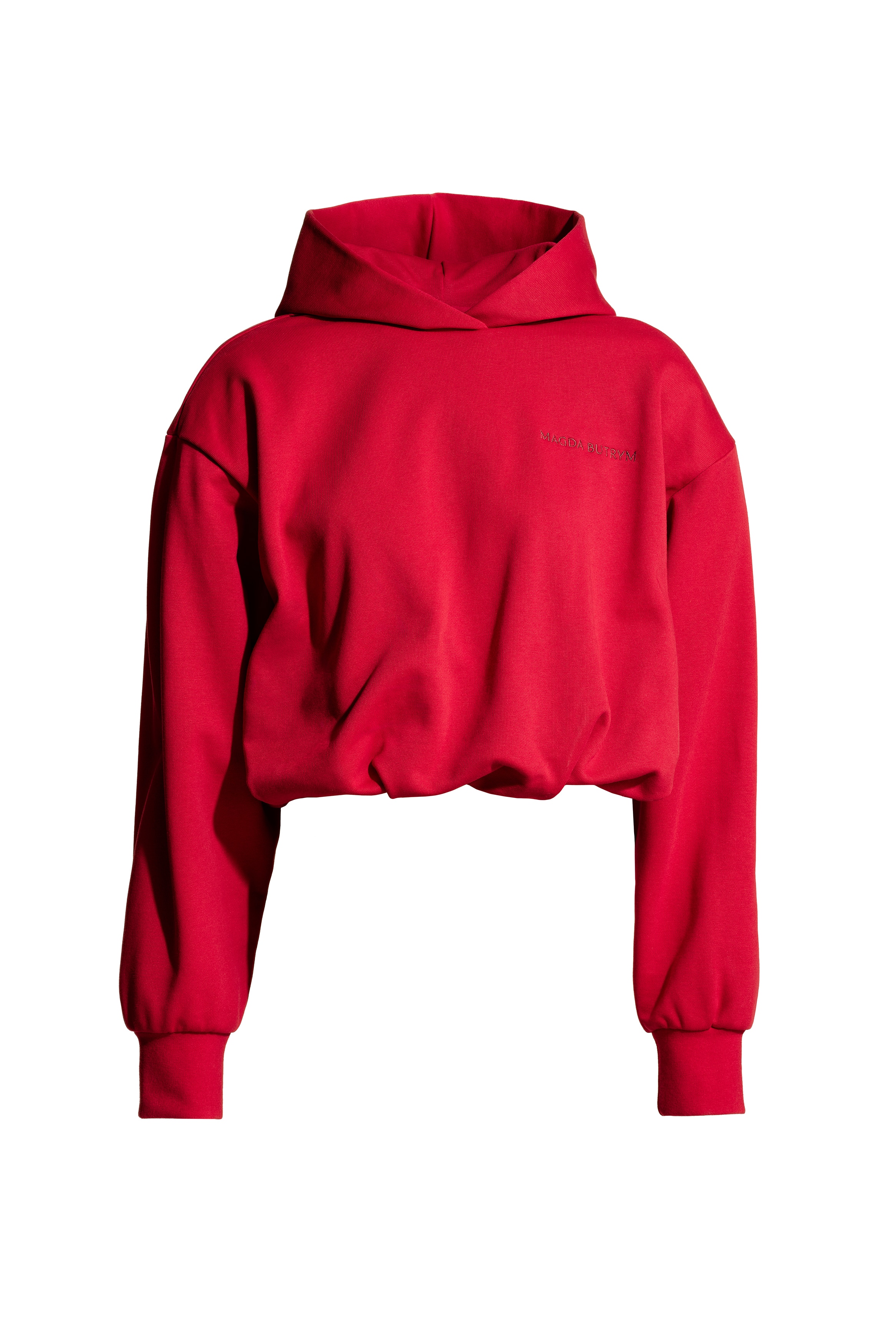 디자인 숄더 패드 후드티 - 레드