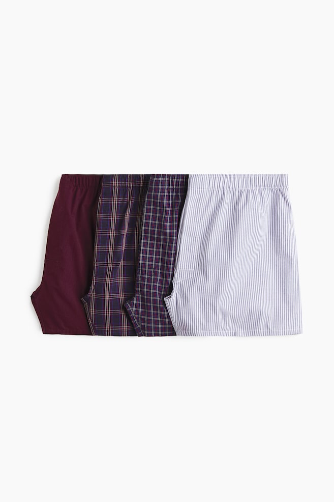 4er-Pack Boxershorts - Weinrot/Kariert/Marineblau/Kariert/Dunkelblau/Kariert/Marineblau/Gemustert/Schwarz/Kariert/Dunkeltürkis/Kariert/Hellblau/Gestreift/Grau/Schwarz/Khakigrün/Kariert/Hellblau/Dunkelblau/Weinrot/Kariert/Schwarz/Grau - 1