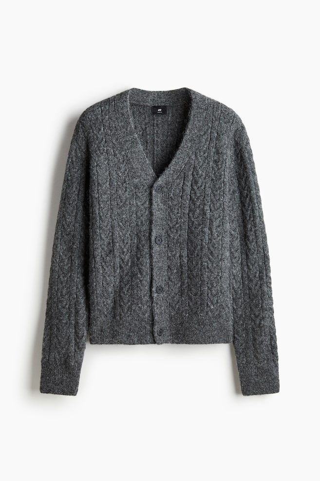 Cardigan Loose Fit din amestec de lână - Gri-închis melanj - 1