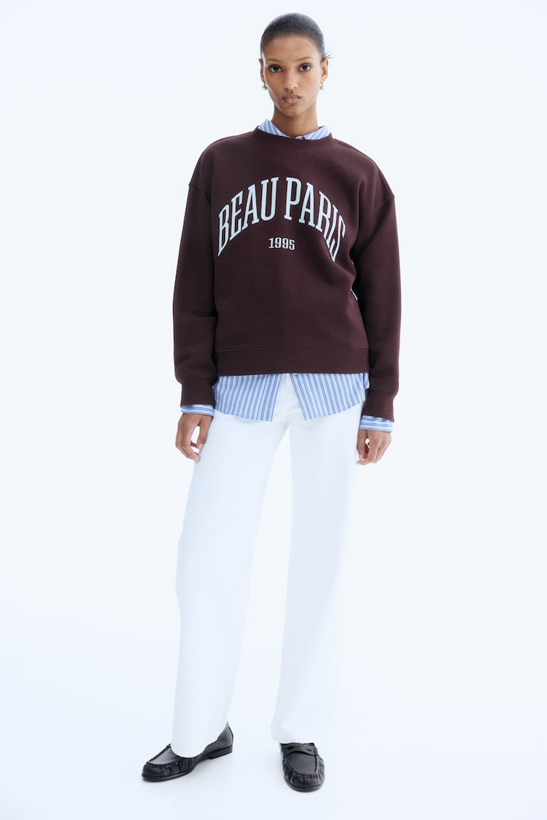 H&m Felpa Bordeaux Donna Felpa Con Scritta Bordeaux/Beau Paris