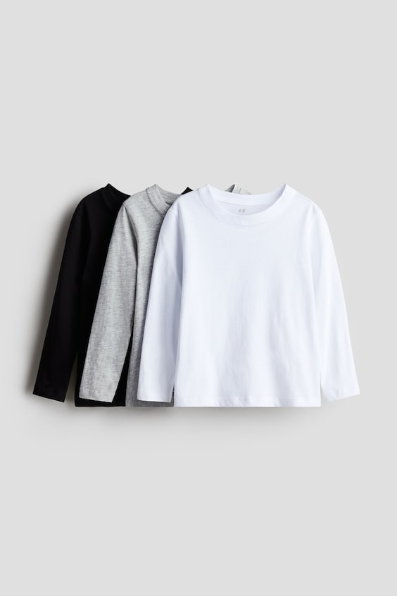 Детские футболки H&M 3-pack Long-sleeved T-shirts