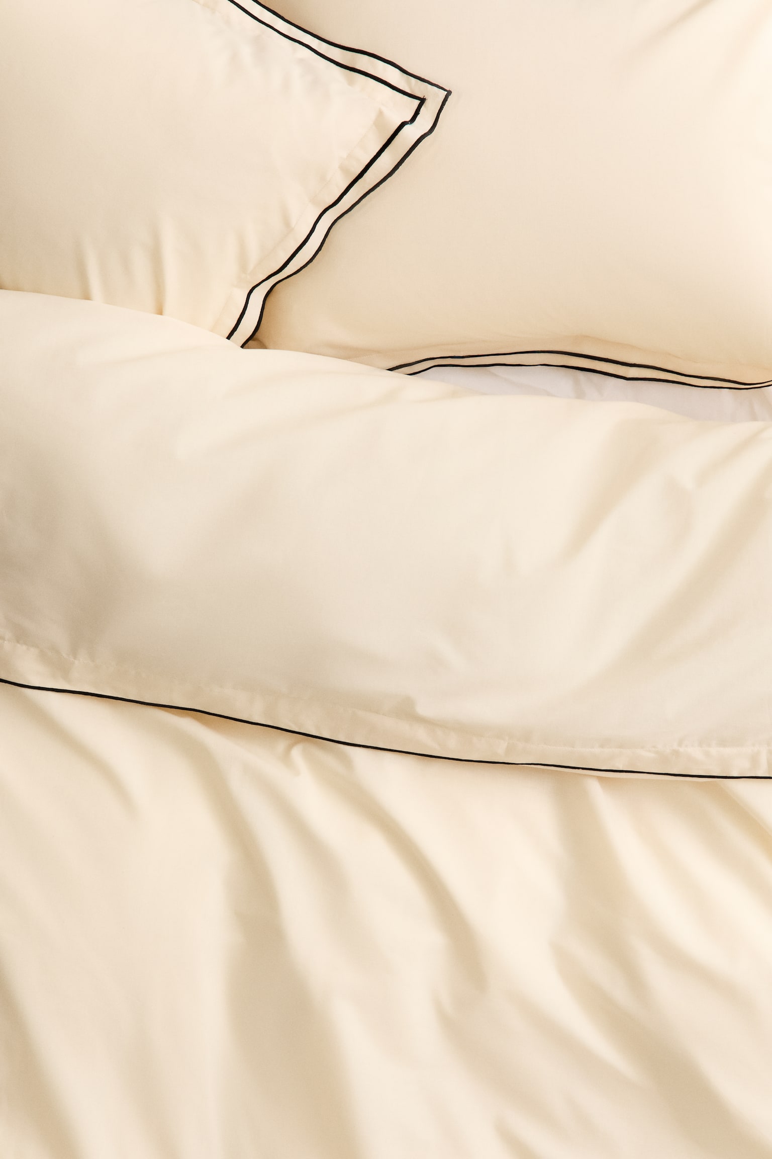 Double/king cotton duvet cover set - Yellow/White/Light dusty pink/Brown - 4