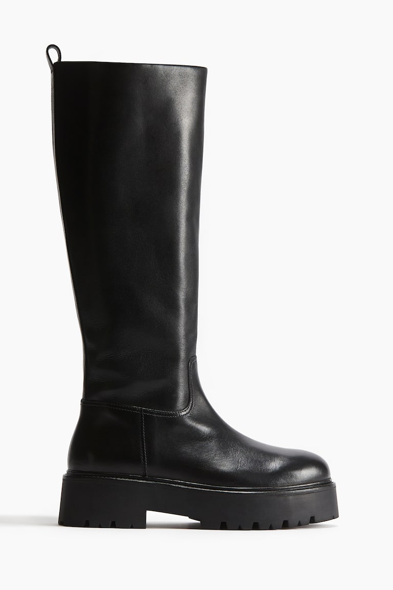 Knee-high leather boots Black Ladies H&M IN