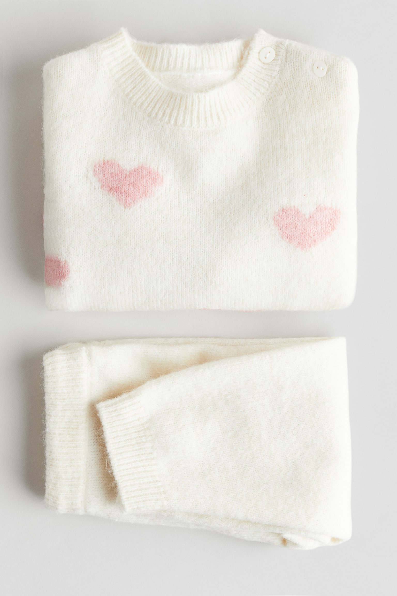 2-piece knitted set - Light beige/Hearts - 3