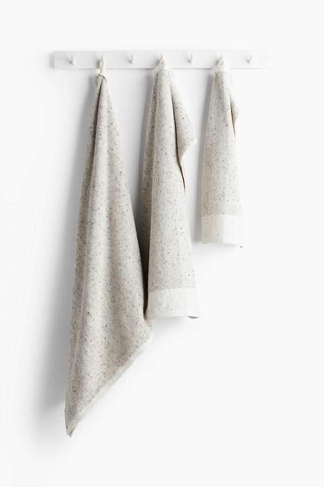 Essuie-mains à neps en coton - Gris clair/motif - 1