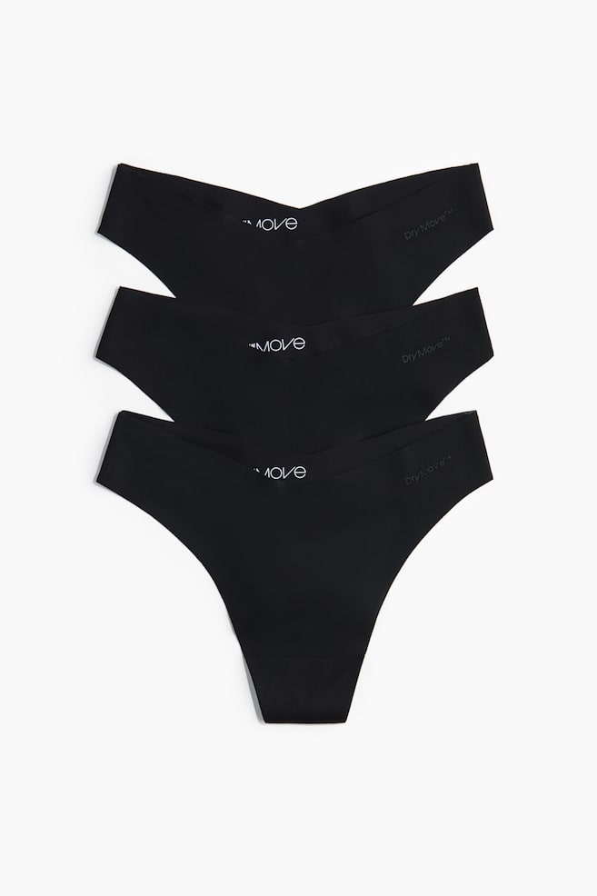 3-pack sports thong briefs with DryMove™ - Black/Dark brown/Ivory/Dusty pink/Black/Cherry red/Dark brown/Black/Watermelon/Burnt red/Black - 1