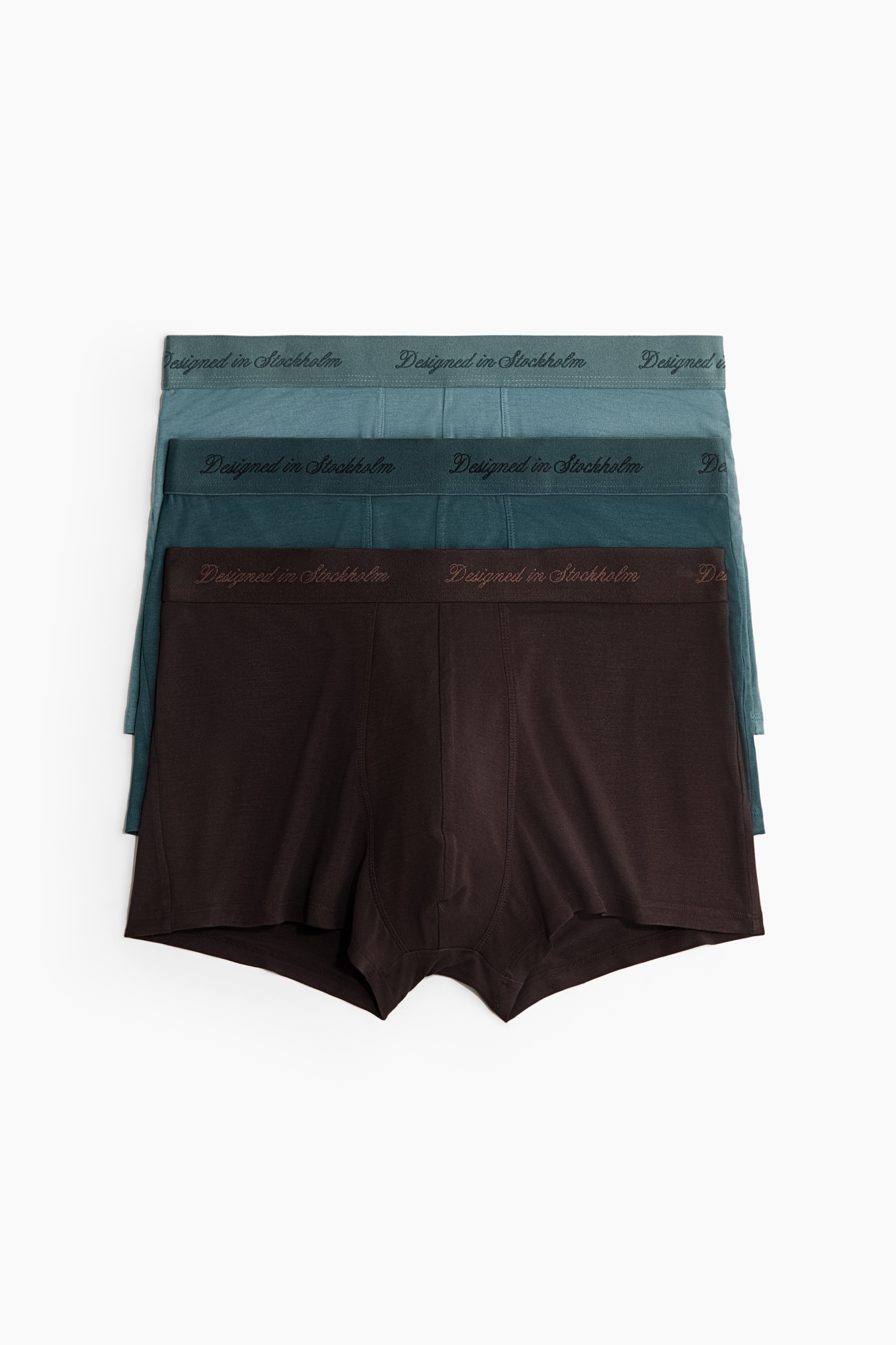 3-pack bamboo trunks - Dark turquoise/Dark brown/Teal