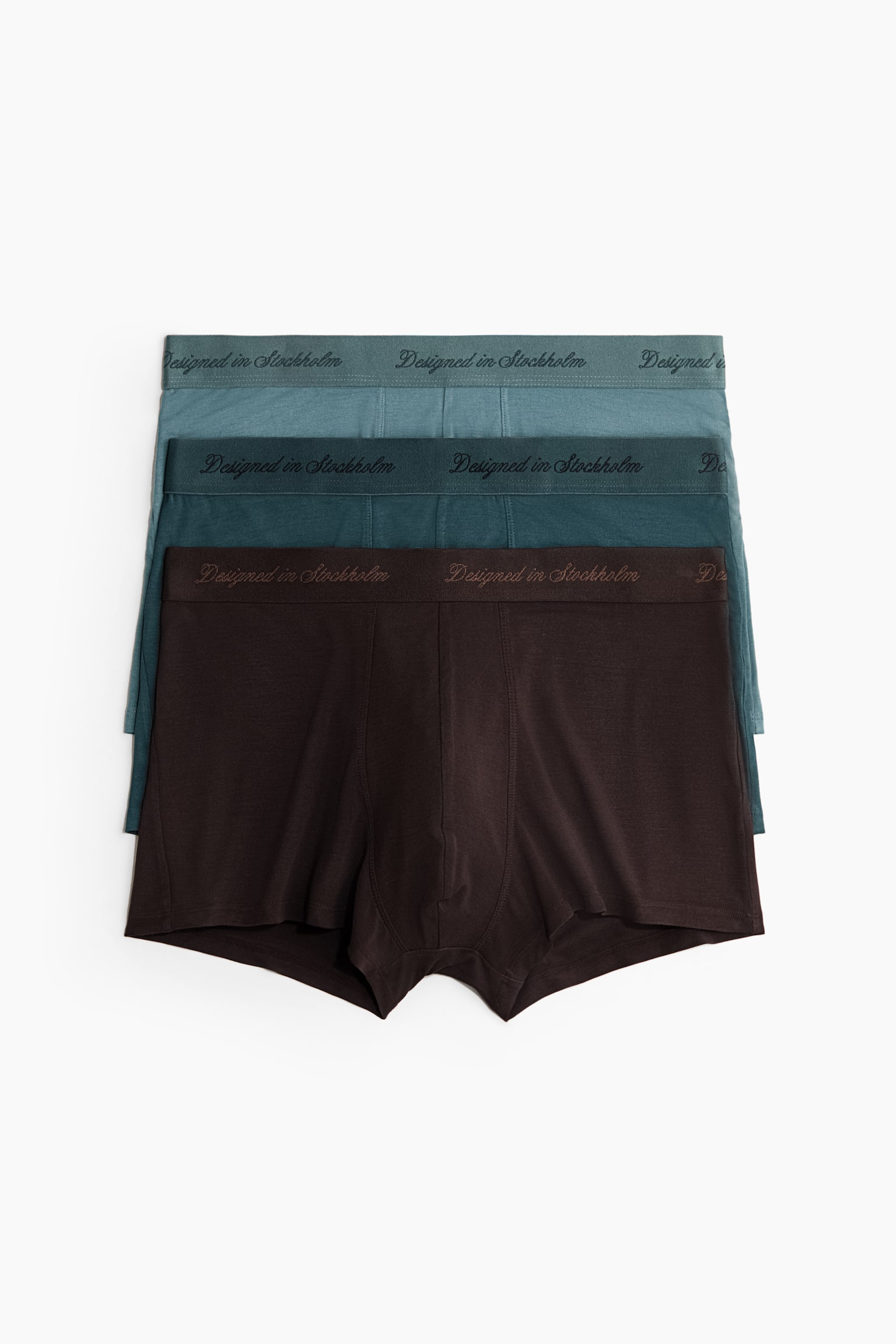 Lot de 3 caleçons en bambou - Turquoise foncé/brun/bleu - 1