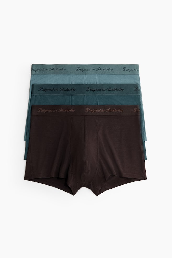 3-pak trunks i bambus - Mørk turkis/Mørkebrun/Blågrøn/Støvet blå/Vinrød/Sort - 1