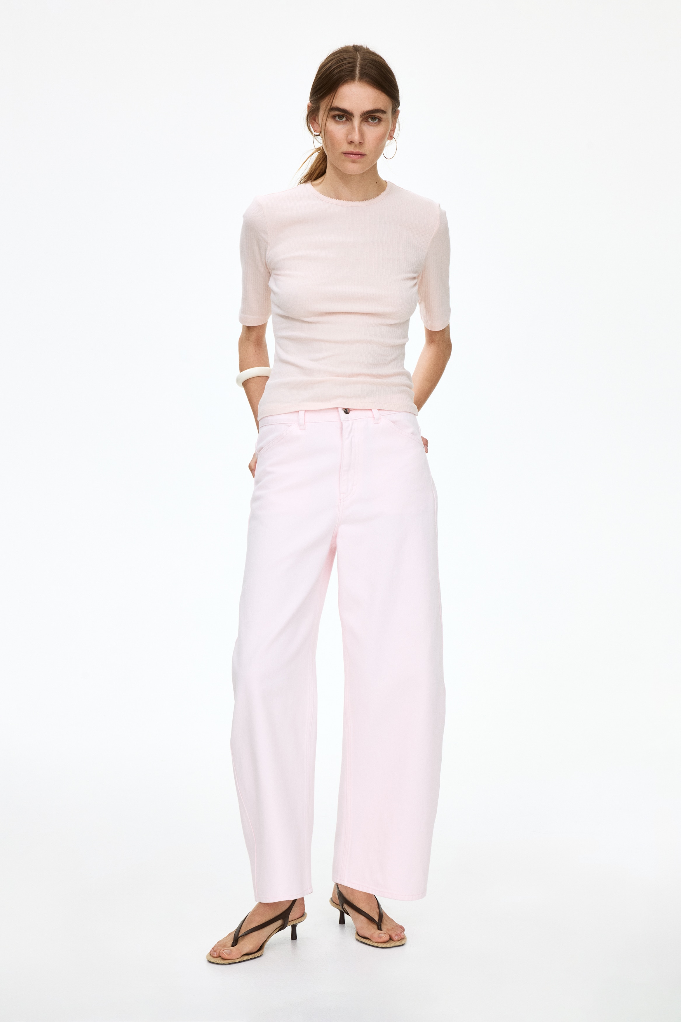 Pointelle Jersey T-Shirt-Light pink