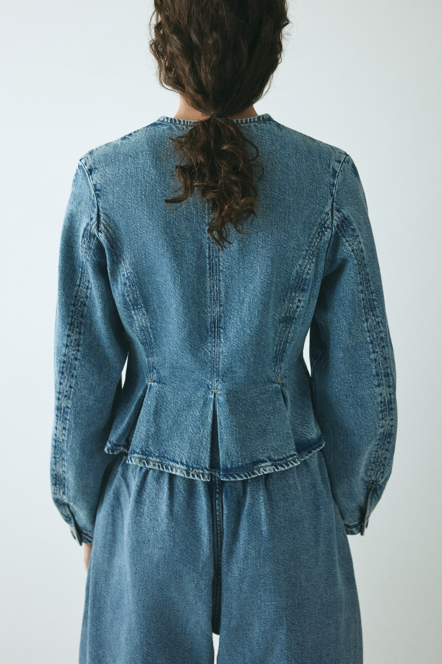 חולצת פפלום ג'ינס - כחול ג'ינס - 3