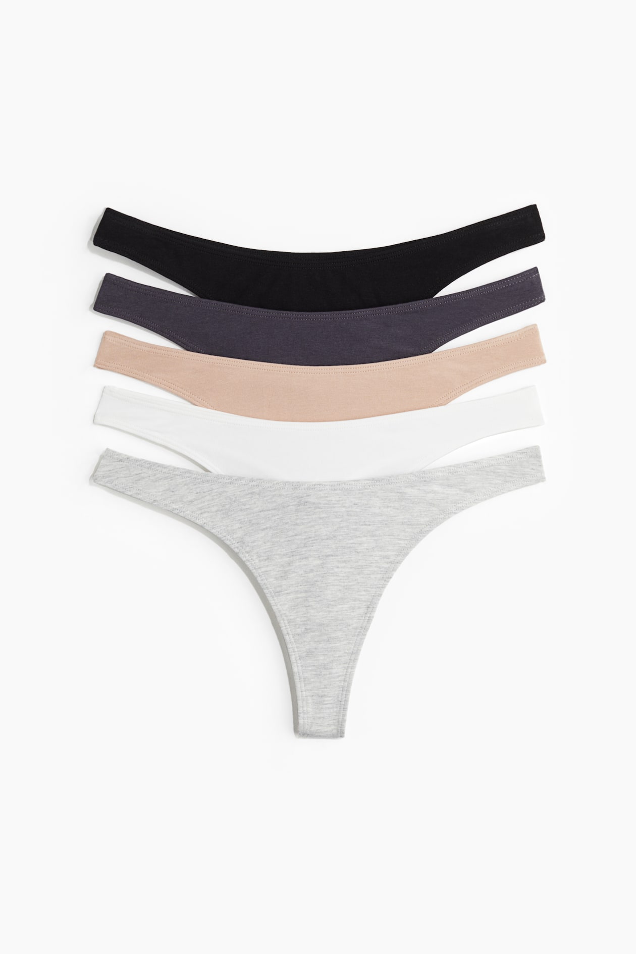 Set van 5 katoenen slips Thong - Lichtgrijs gemêleerd/wit/beige - DAMES ...