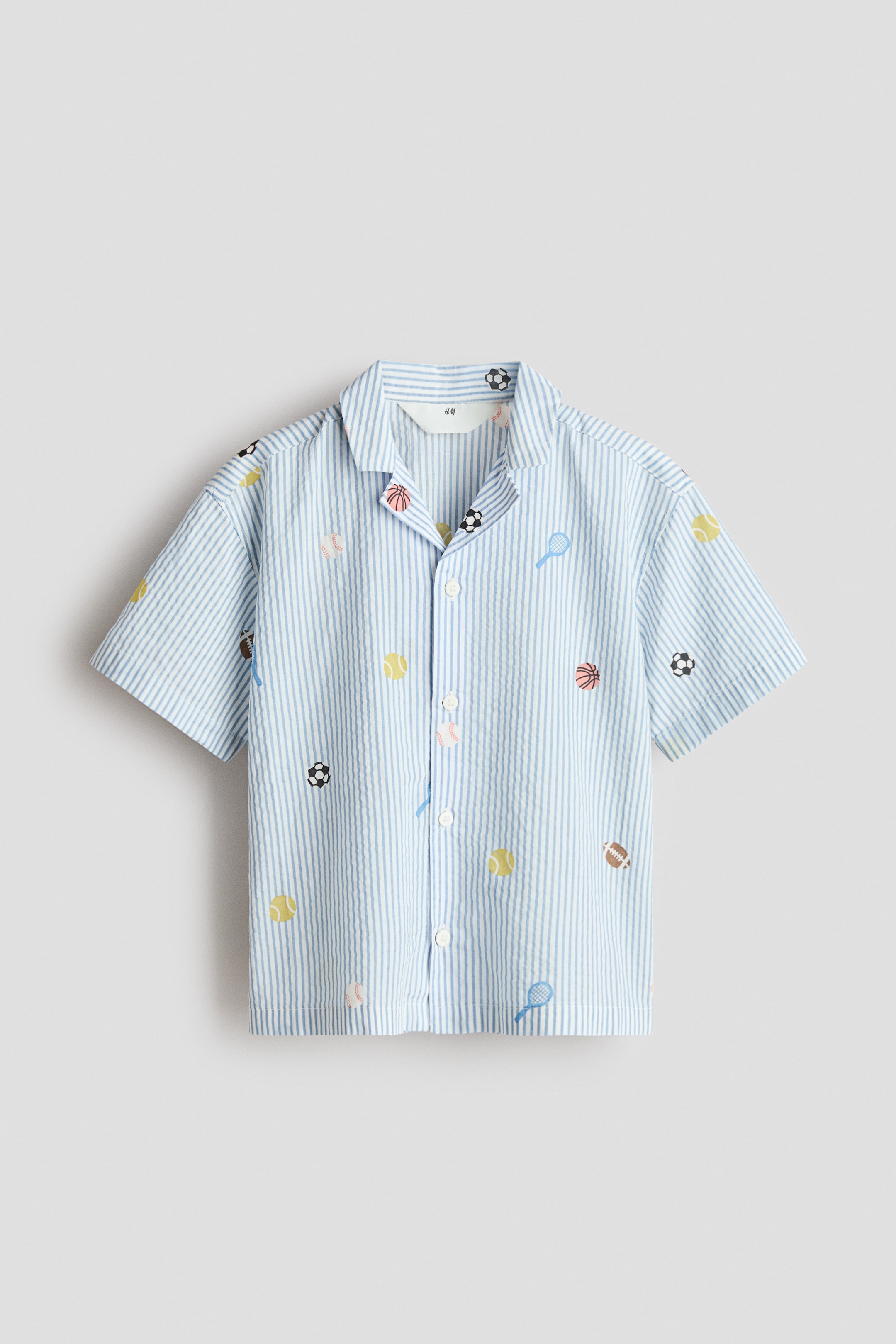 View larger image: Printed resort shirt - Light blue/White striped - Kids | H&M HK 1