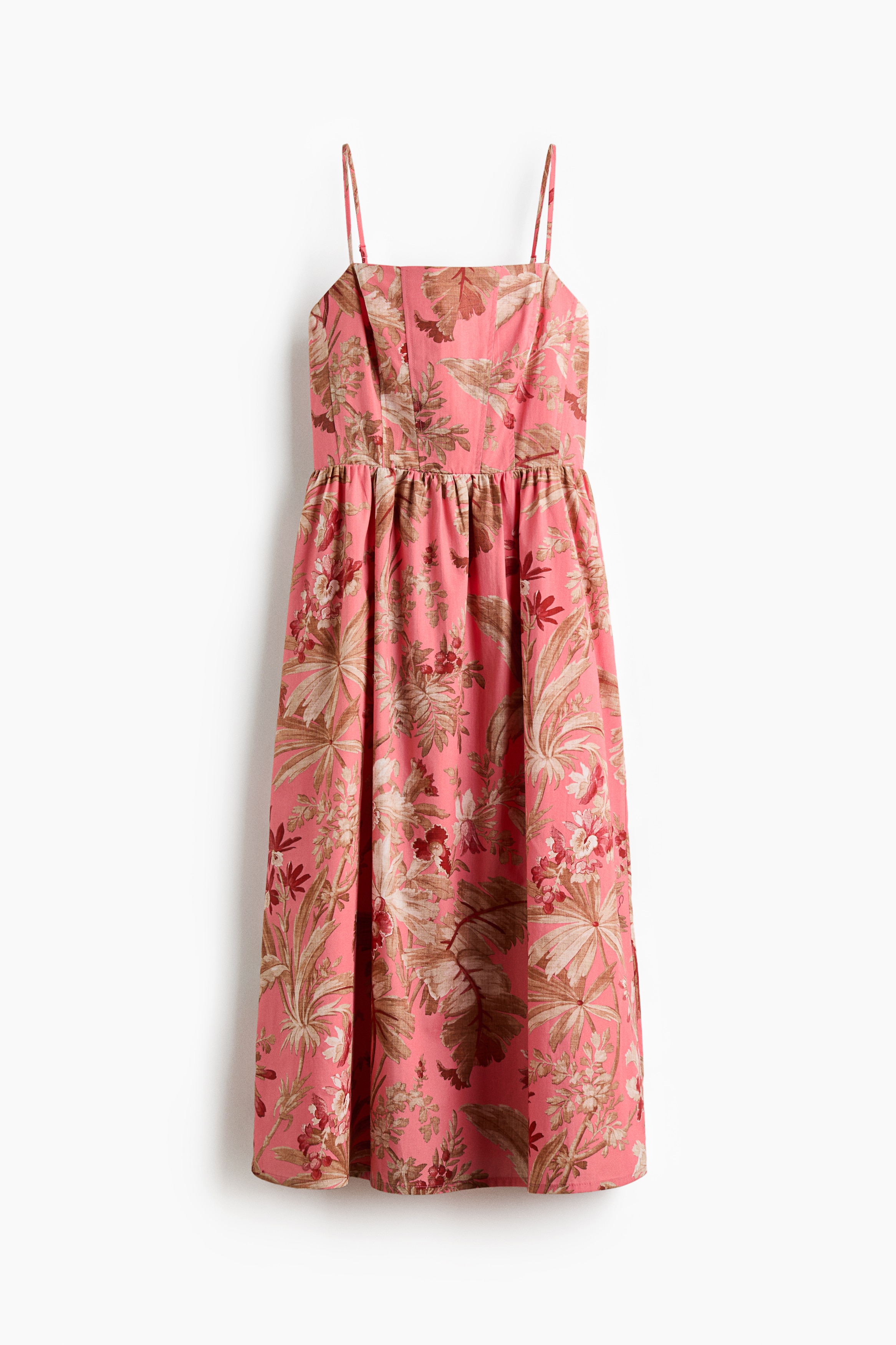 Flared-skirt cotton dress - Pink/Floral