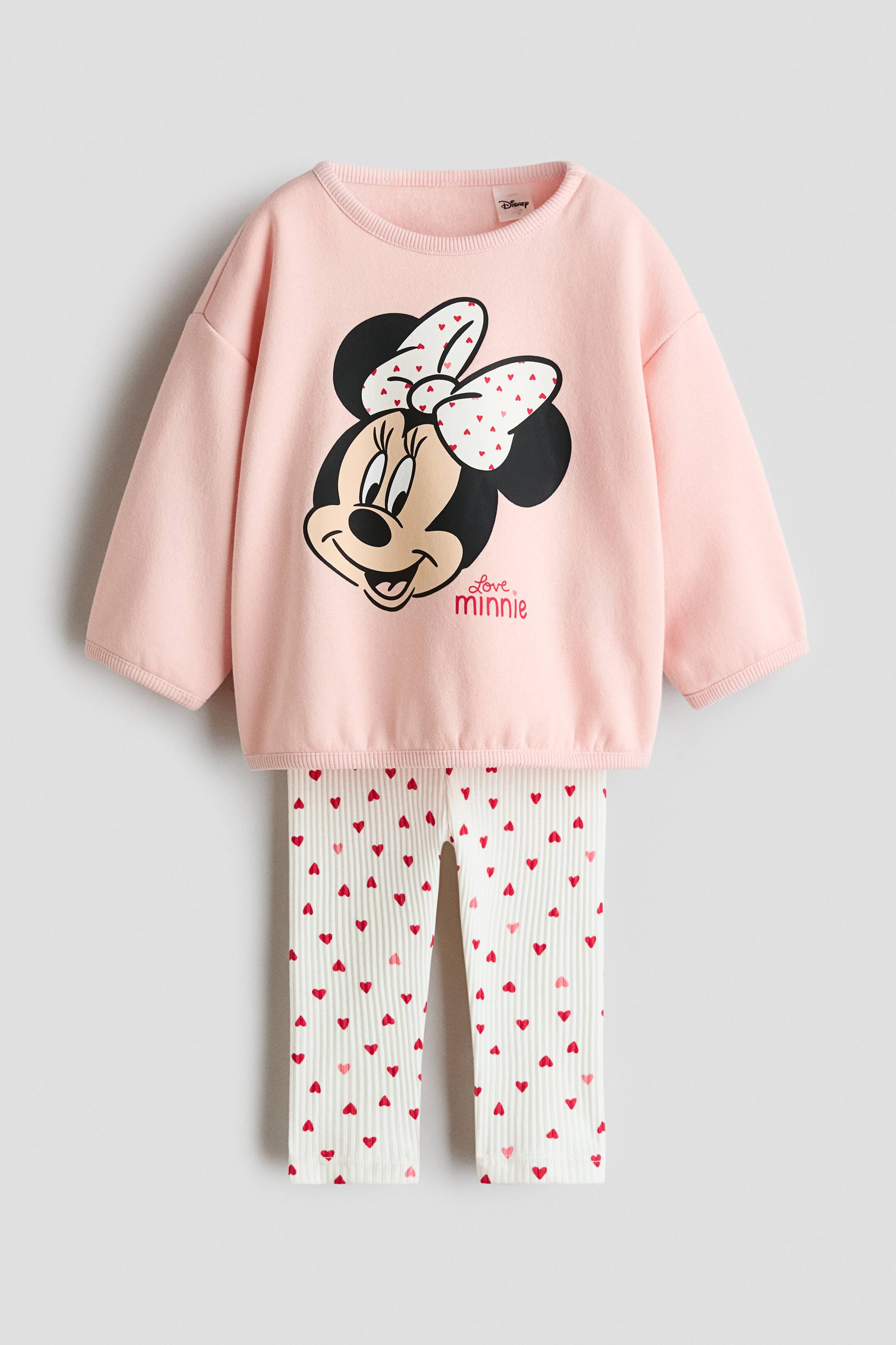 View larger image: 2-piece printed top and leggings set - Pink/Minnie Mouse - Kids | H&M 1