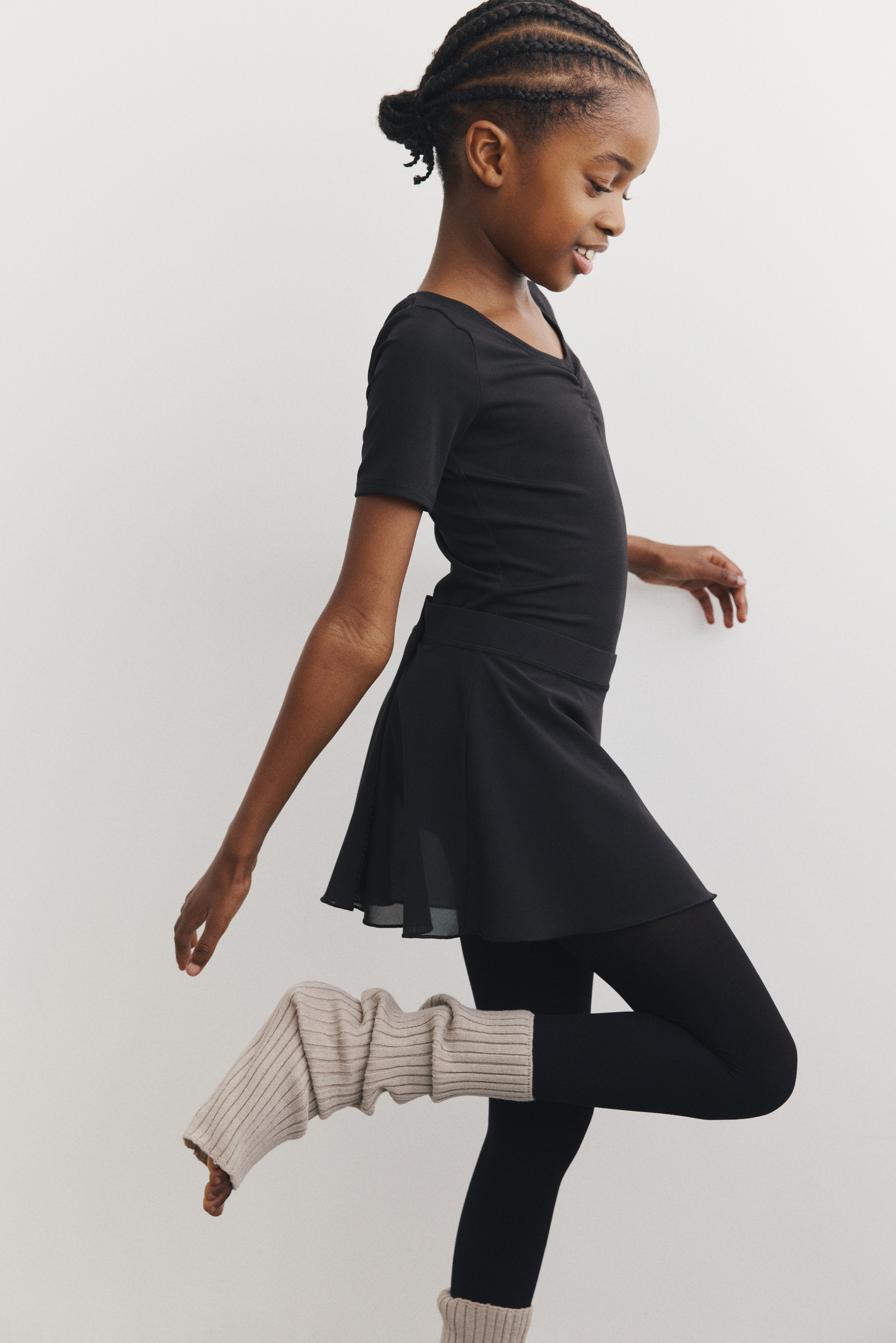 2-delt sæt med leotard og nederdel med DryMove™ - Sort/Lys rosa/Støvet lilla/Sort