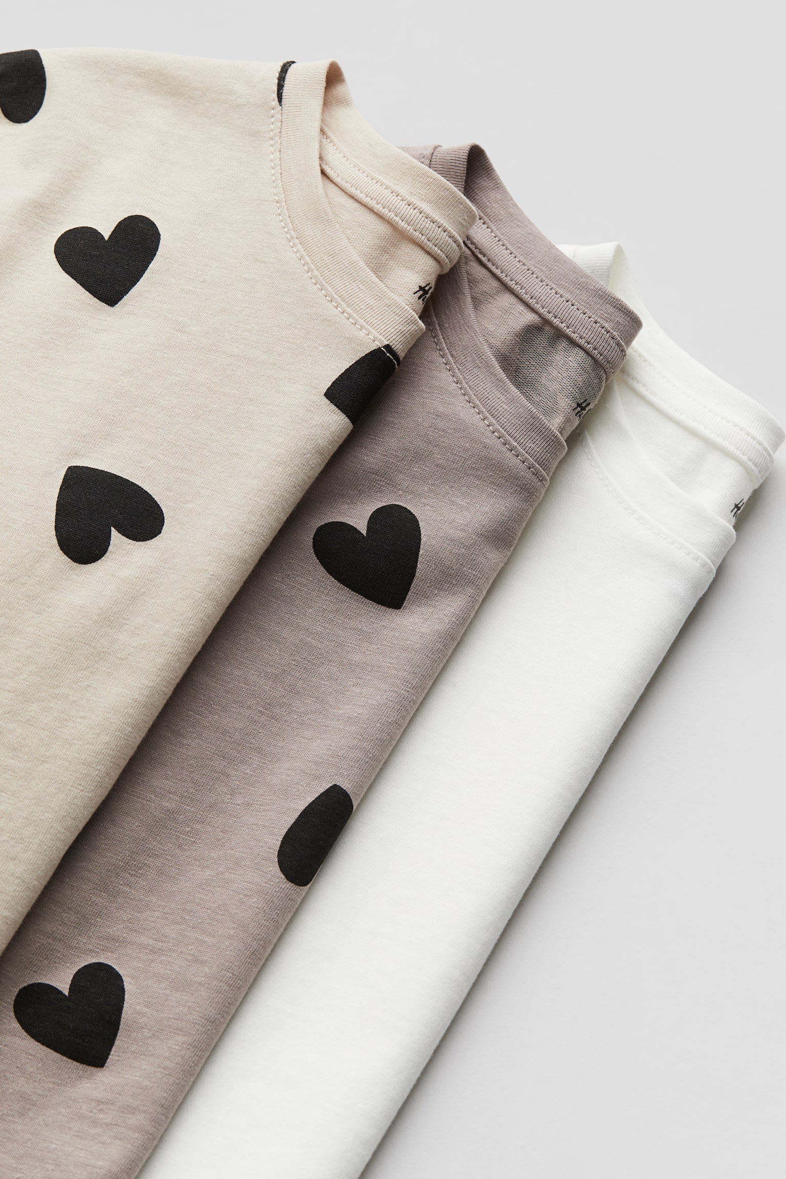 Детские топы H&M 3-pack Cotton Tops, цвет: Светлый бежевый — фото 2