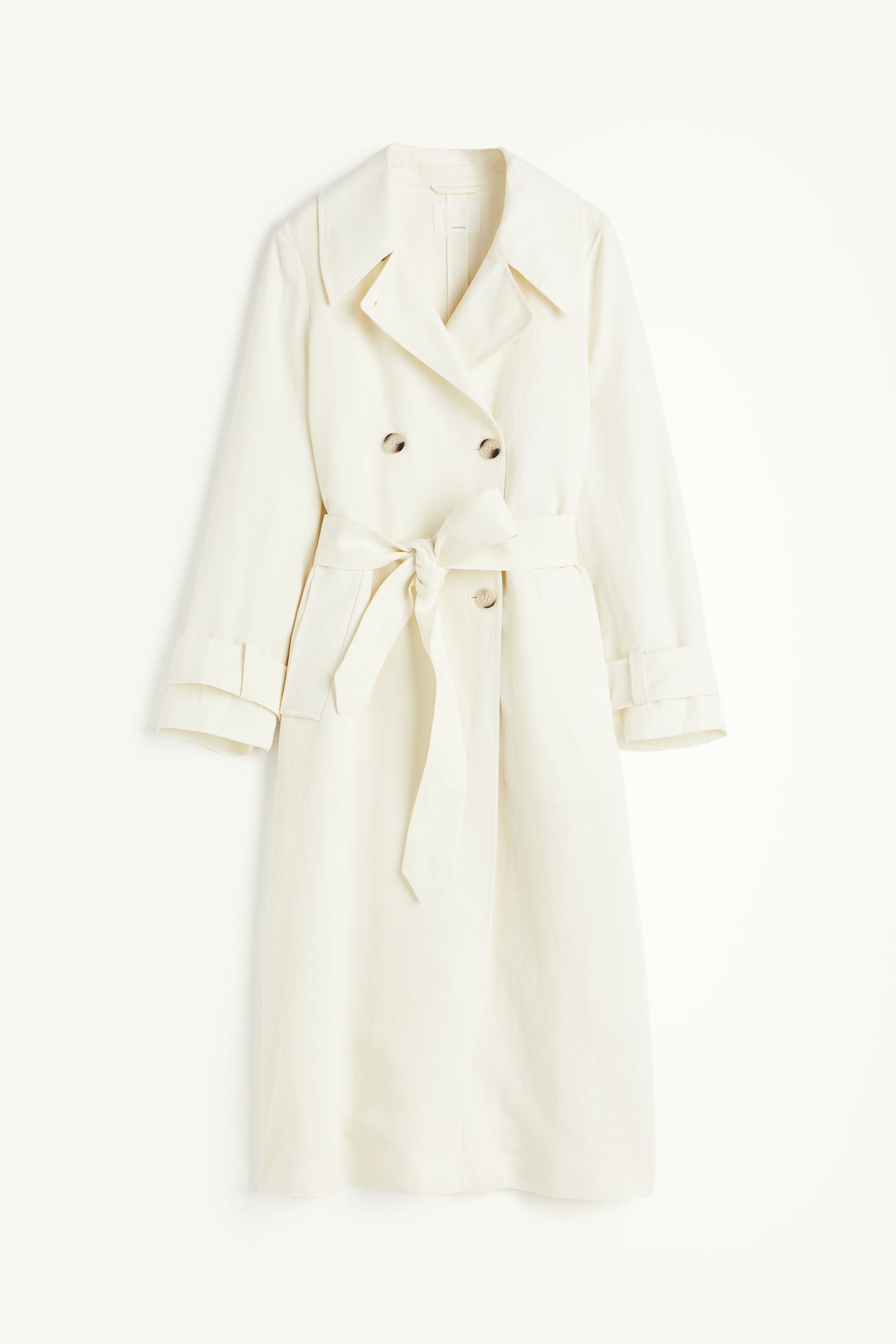 Linen-blend trench coat Cream Ladies H&M IN