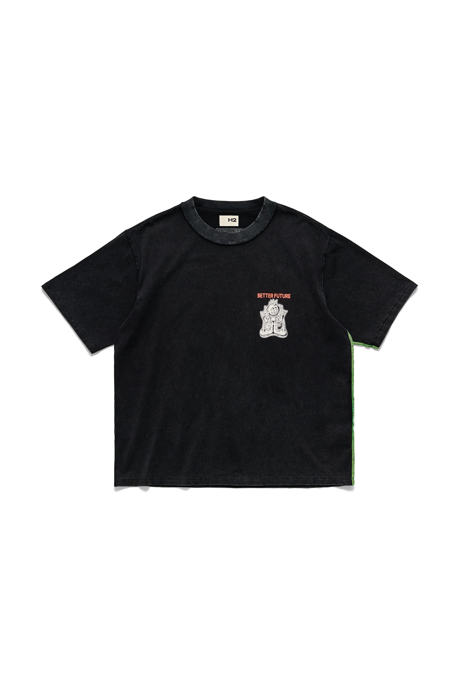 Printed T-shirt - Black/Light beige