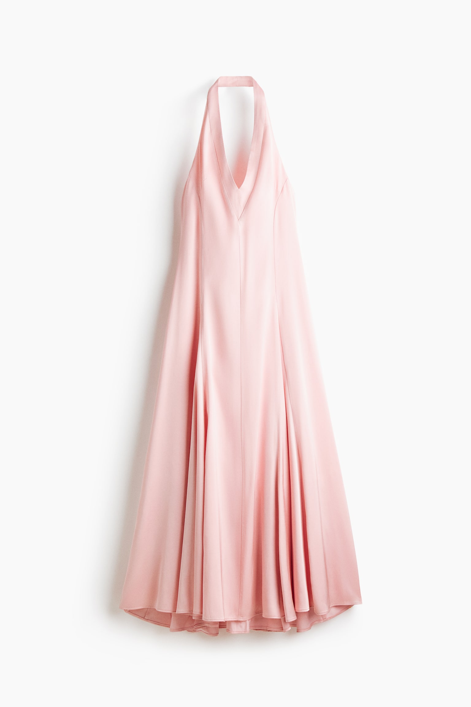 Flared-Skirt Satin Dress - Light pink - 2