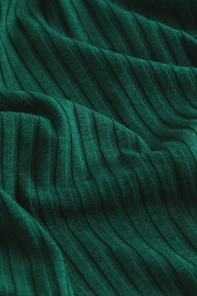 Turtleneck ribbed dress - Dark green - 2