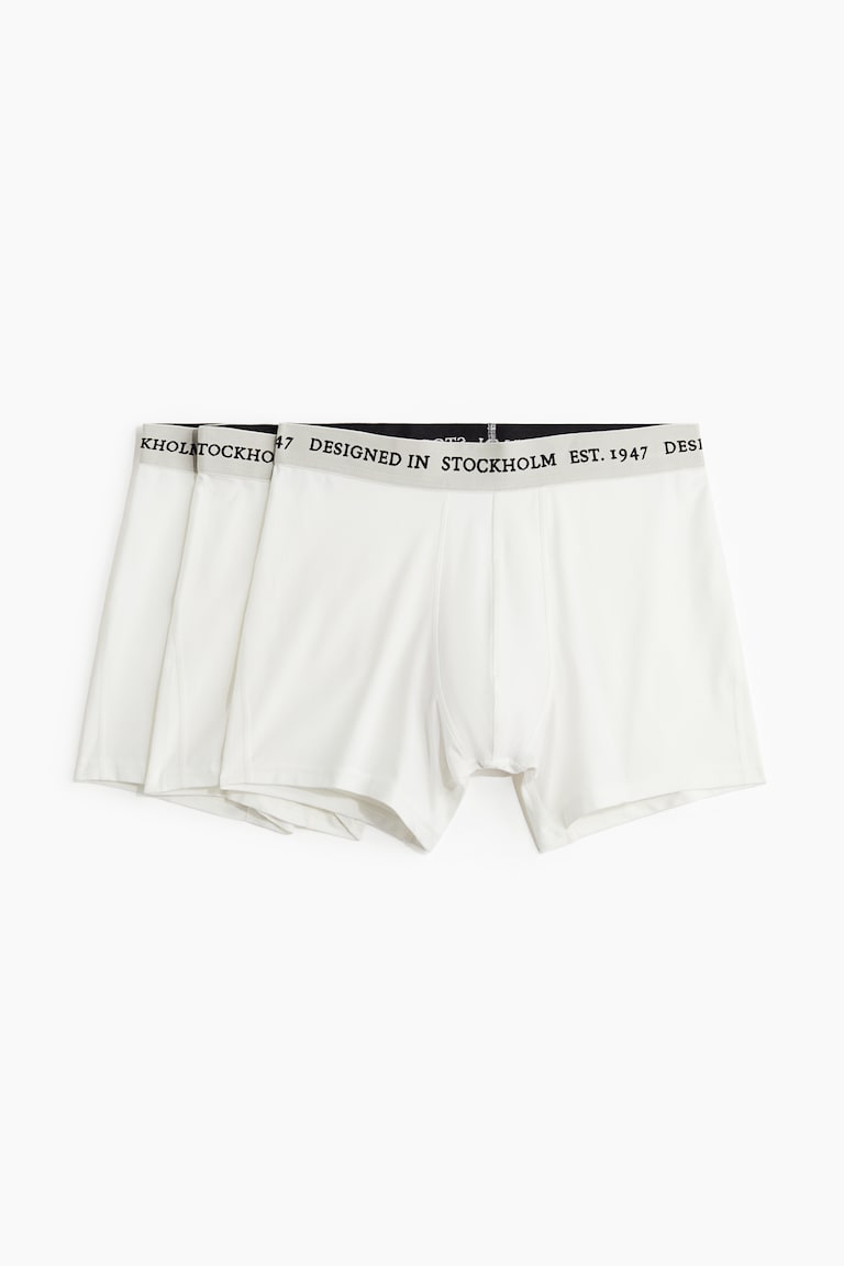 3-pack Mid-Length Boxer Briefs with Lycra® White Men H&M US