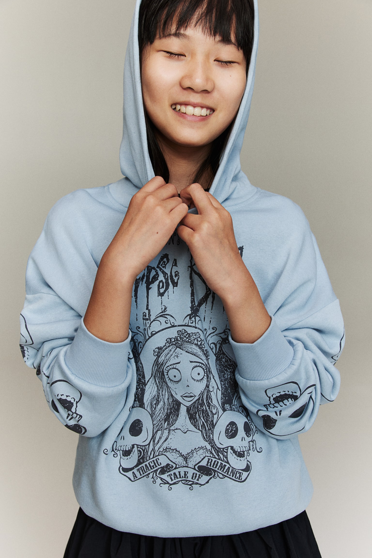 Oversized printed hoodie - Light blue/Corpse Bride/Light dusty pink/Kuromi/Dark grey/Lilo & Stitch/Light purple/Harry Potter/Black/Wicked/Light pink/The Powerpuff Girls/Grey marl/Mickey Mouse/Grey/Cinnamoroll/Light grey/Snoopy - 2