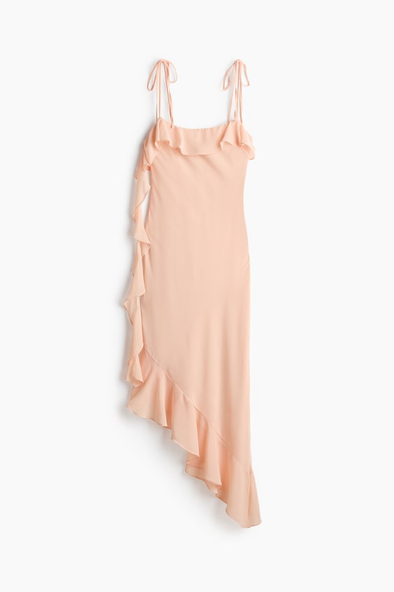 Женские платья H&M Flounced Dress with Tie Shoulder Straps