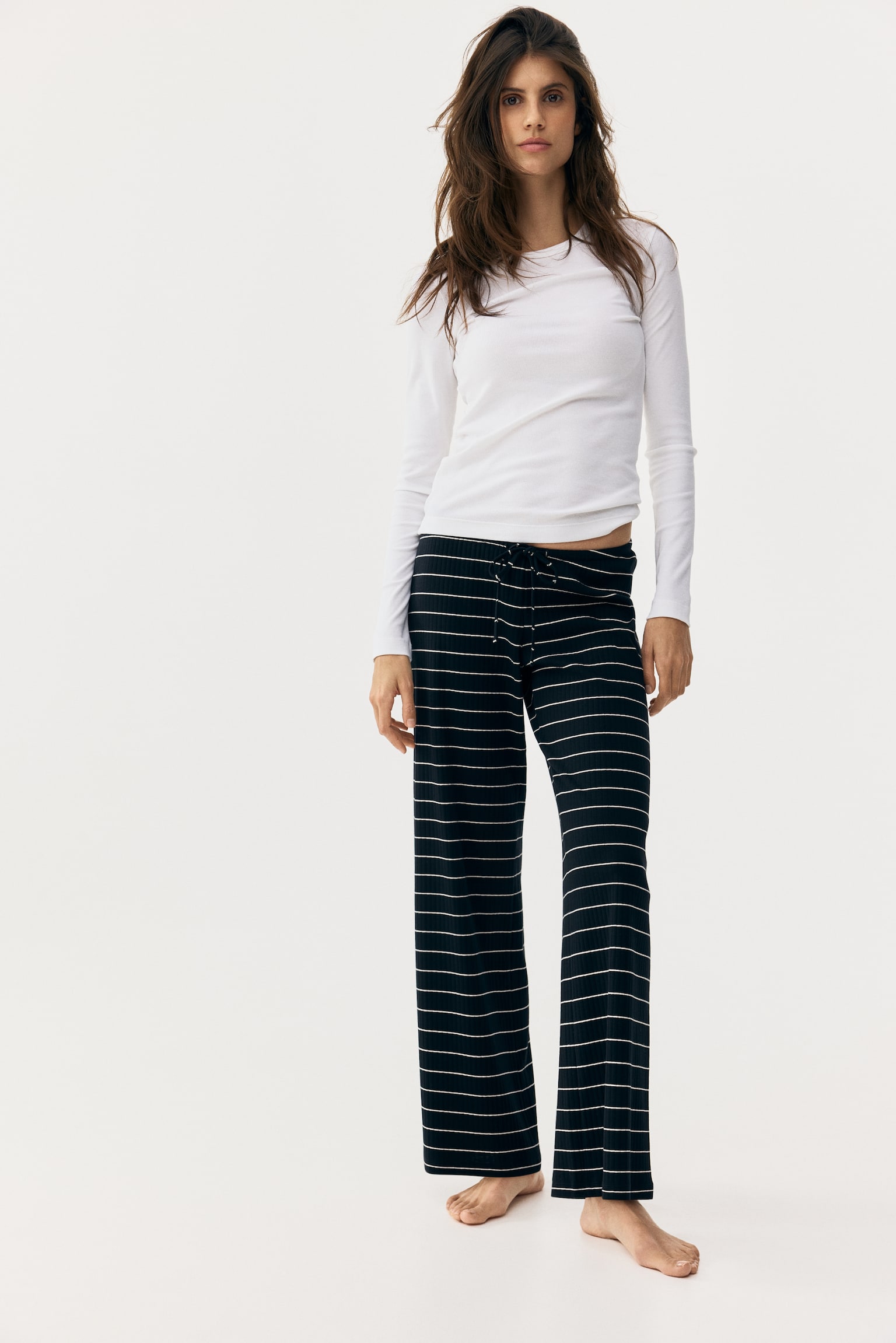 MAMA Pyjama bottoms - Black/Striped - 7
