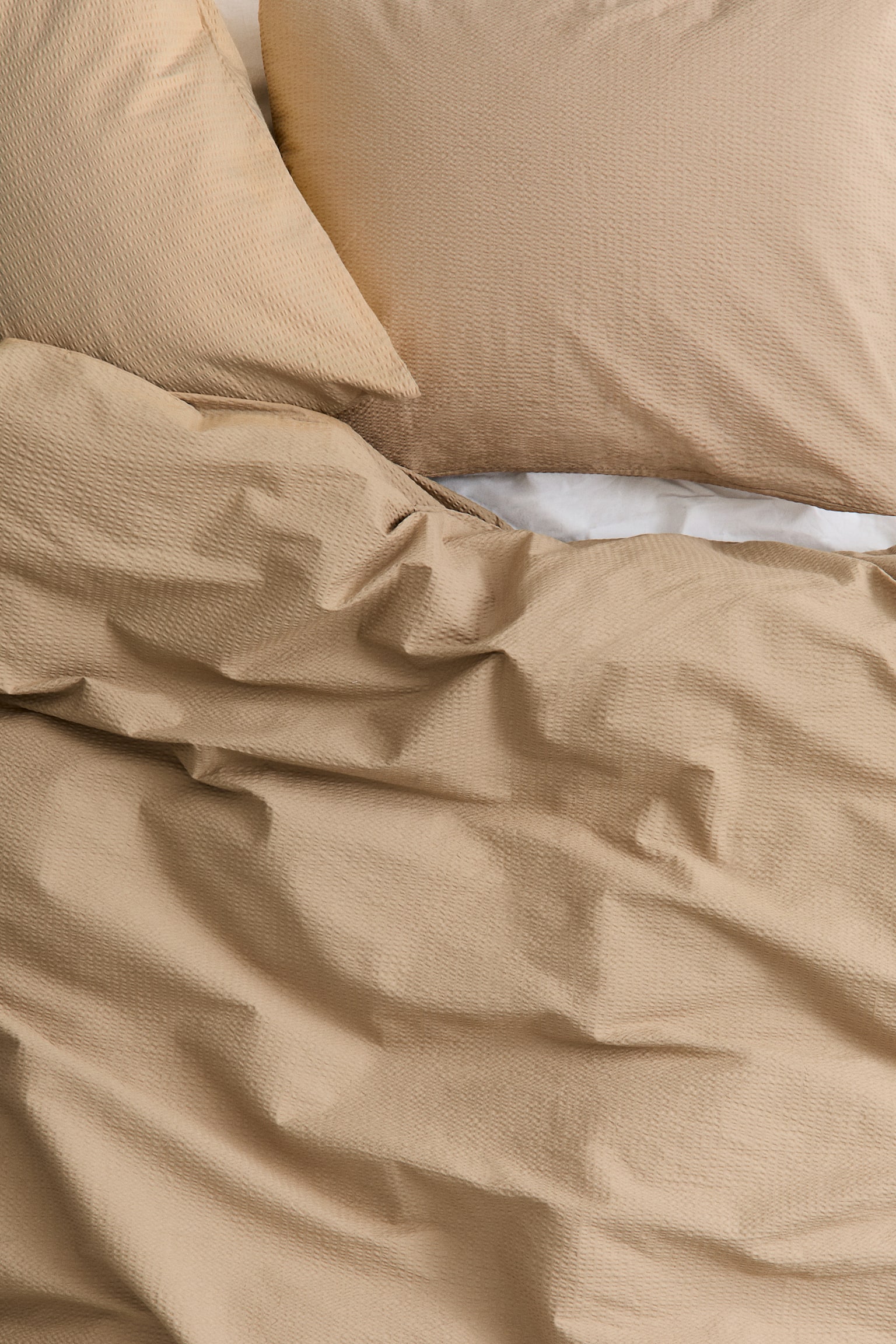 Seersucker double/king size duvet cover set - Dark beige/Light blue/White/Dark dusty pink/Light beige - 2