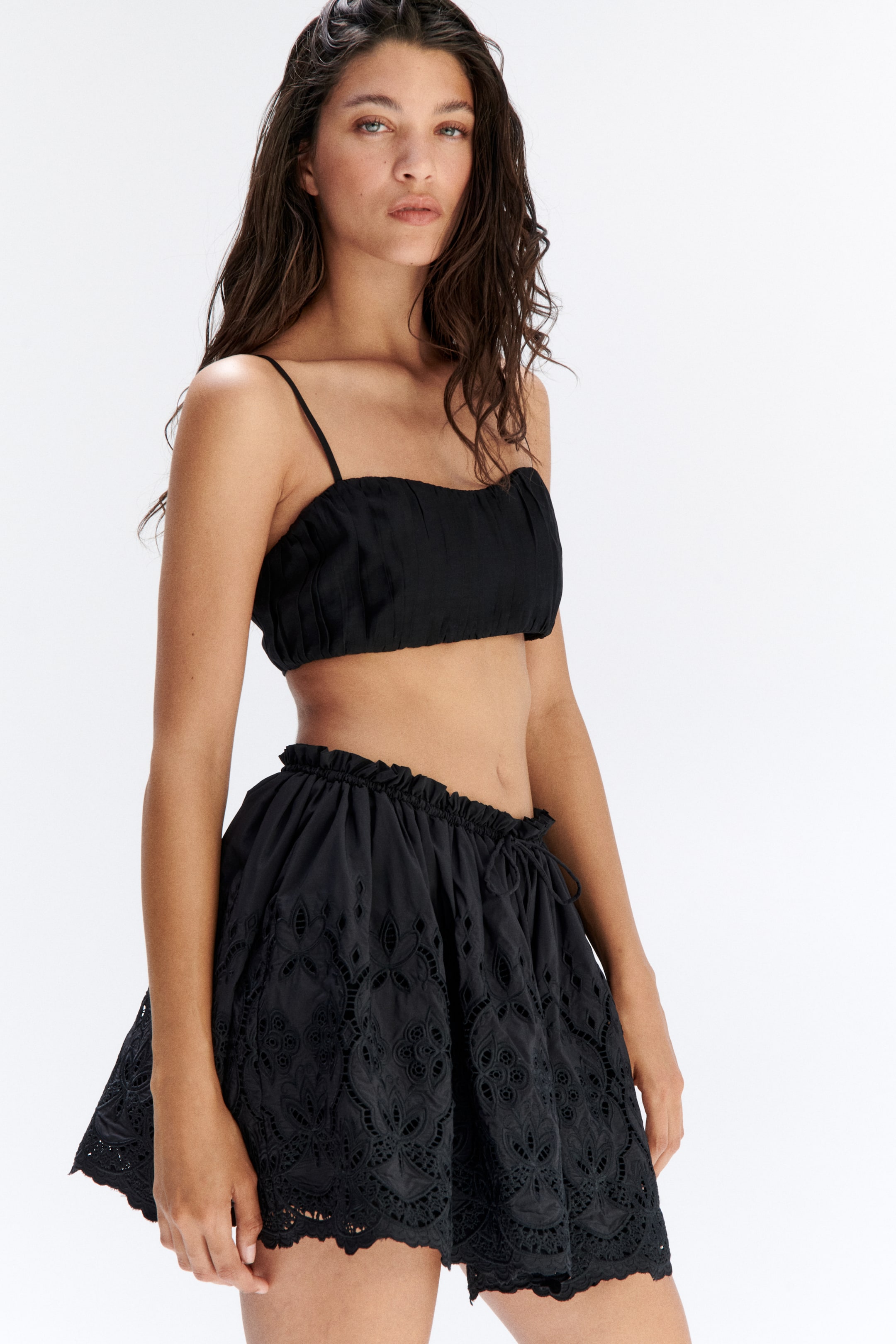 Женские юбки H&M Eyelet-Embroidered Drawstring Skirt — фото 4