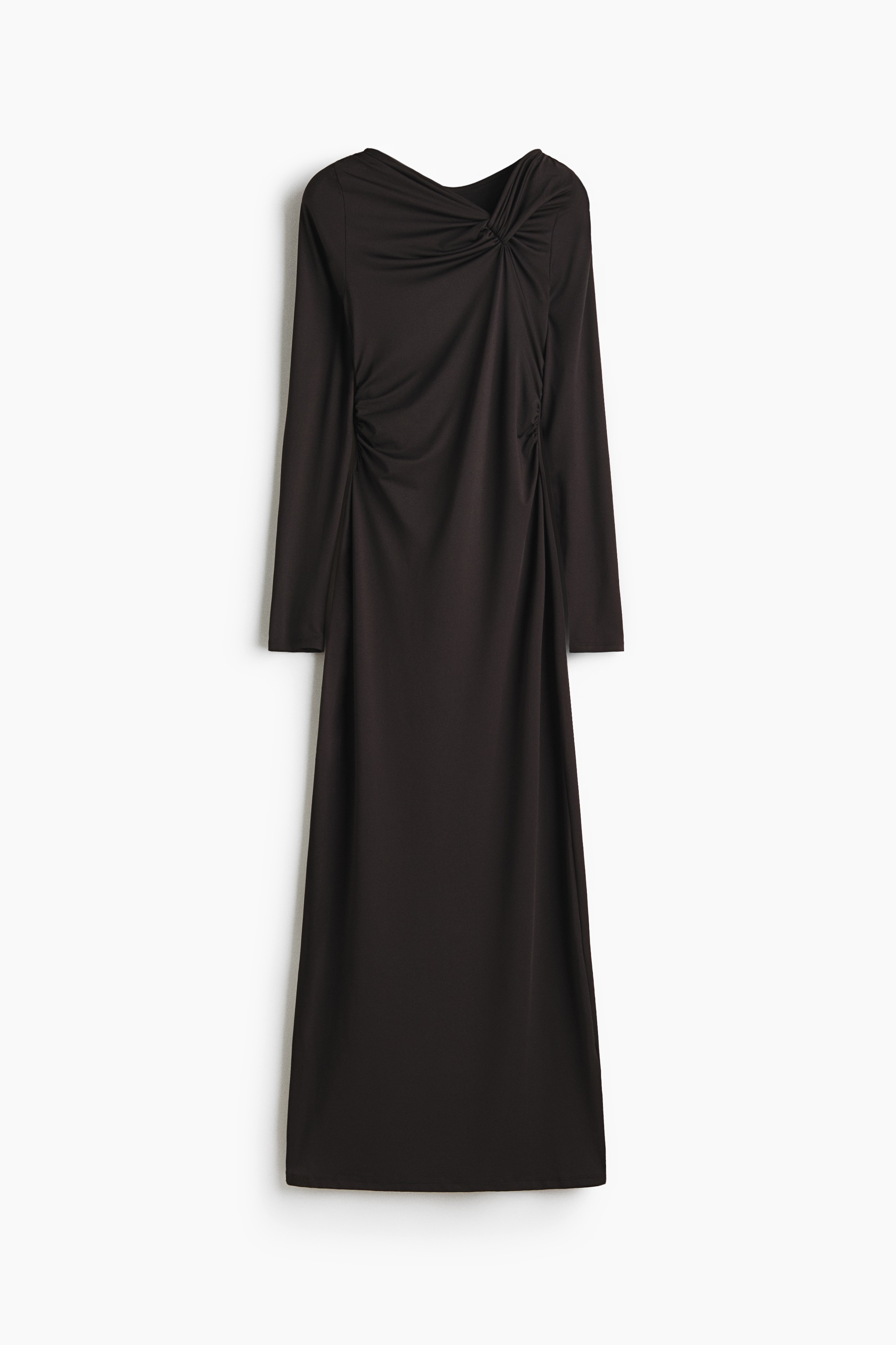 Draped jersey dress - Black/Rust brown