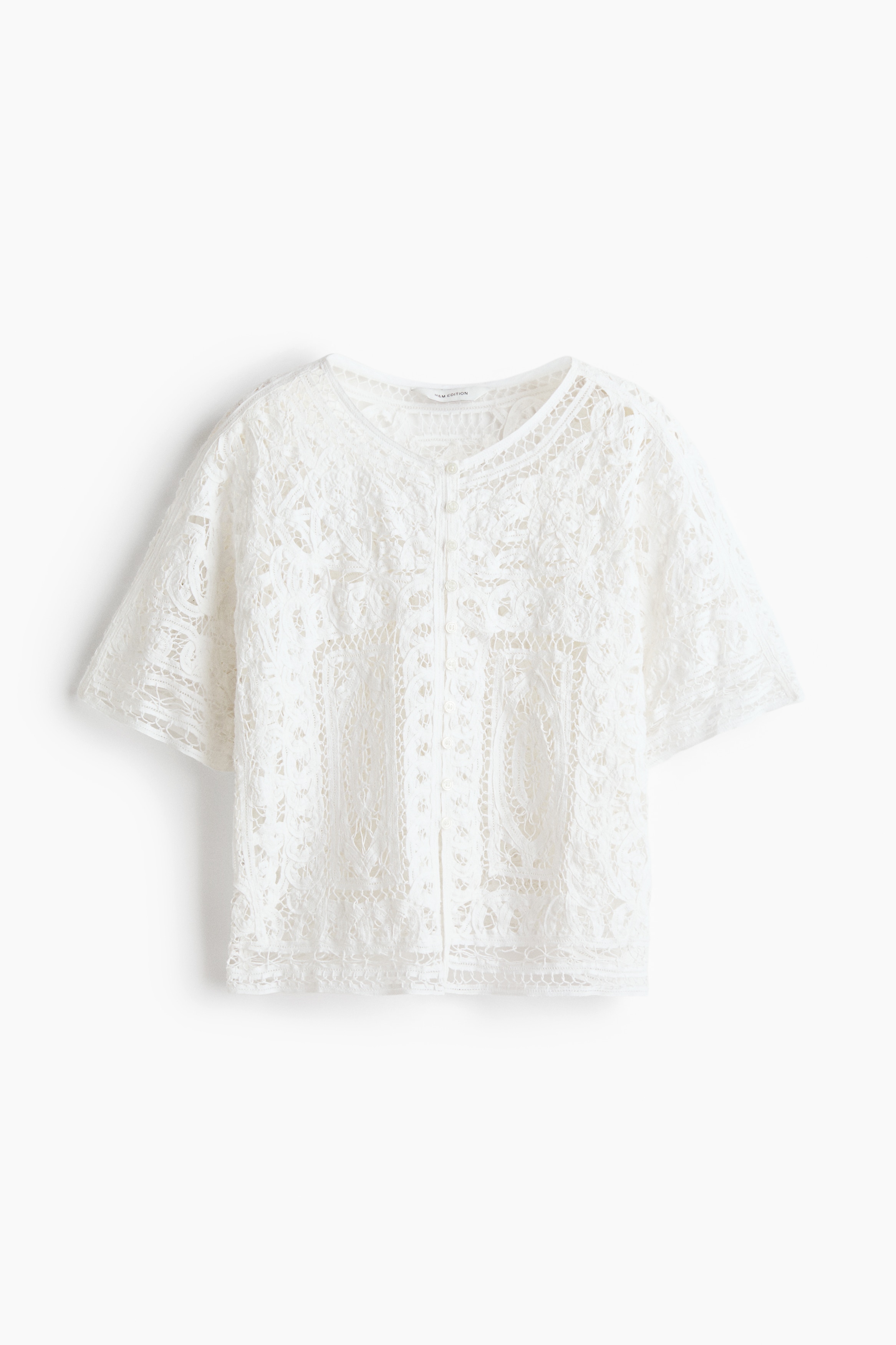 Oversized crochet-look blouse - White