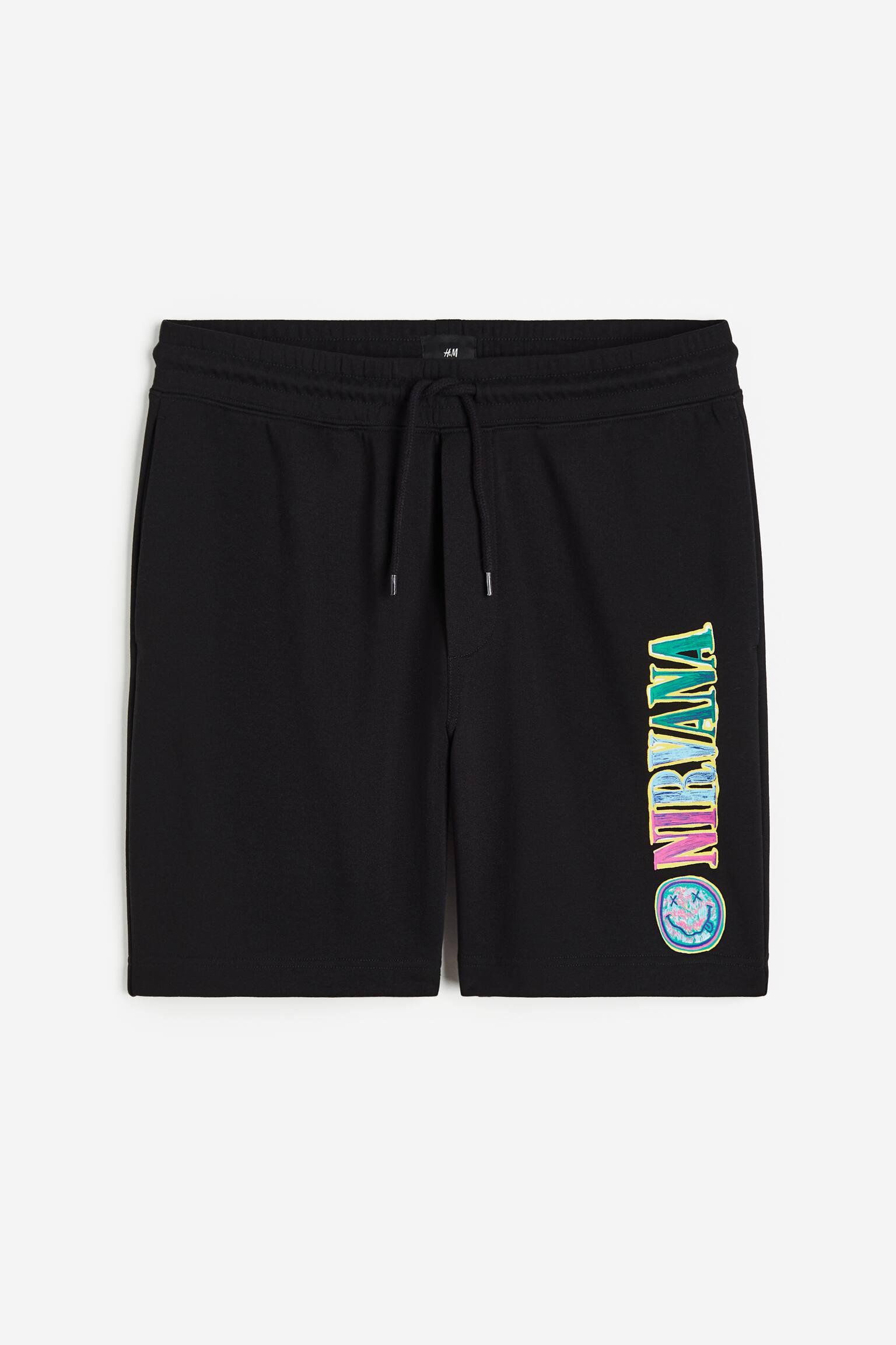 Regular Fit Print Sweat Shorts - Black/Nirvana - 1